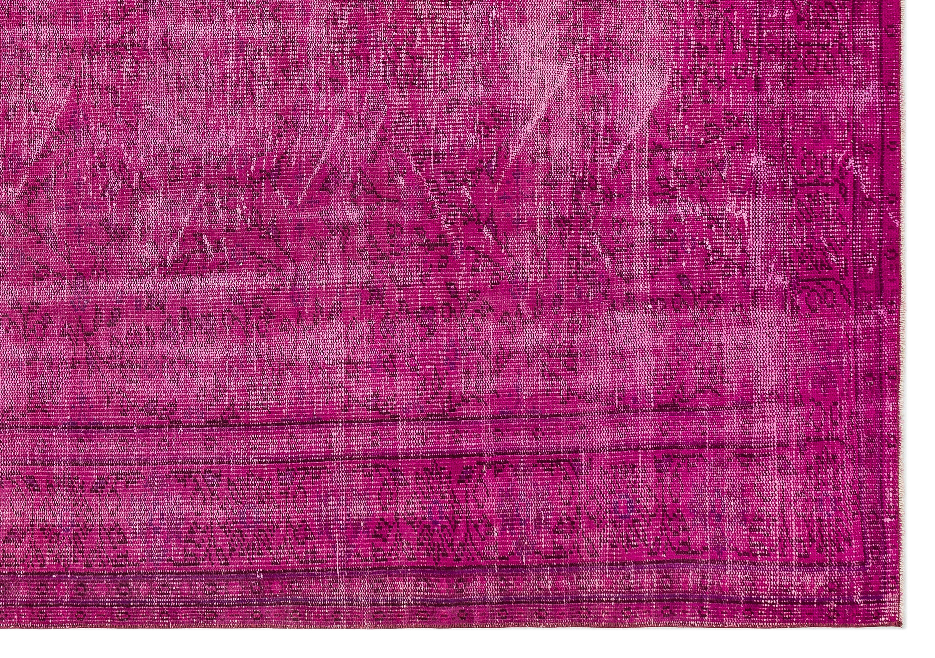 Fuchsia Over Dyed Vintage Rug 6'7'' x 9'5'' ft 201 x 287 cm