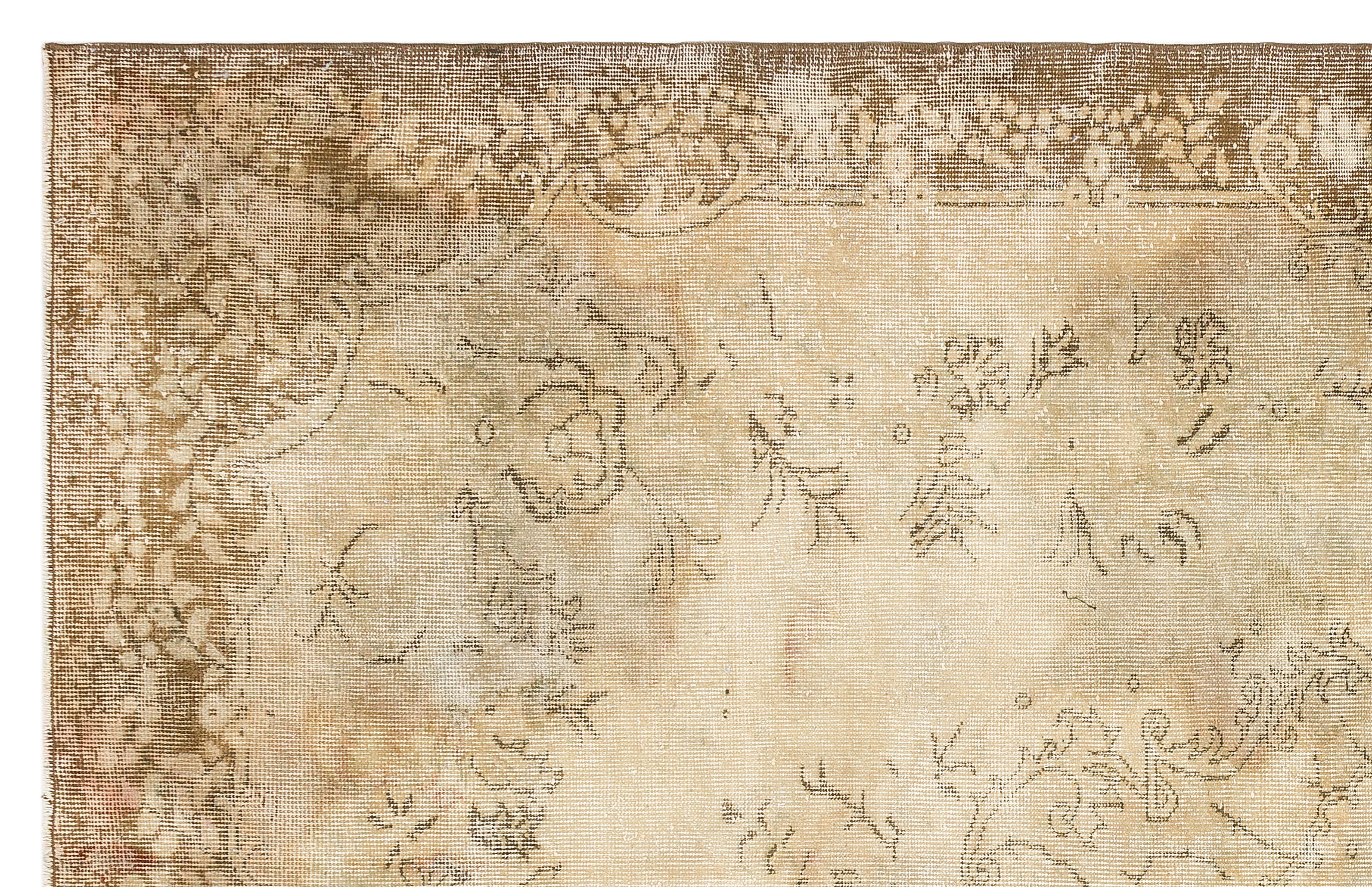 Traditional Design Beige Over Dyed Vintage Rug 6'0'' x 9'5'' ft 183 x 288 cm