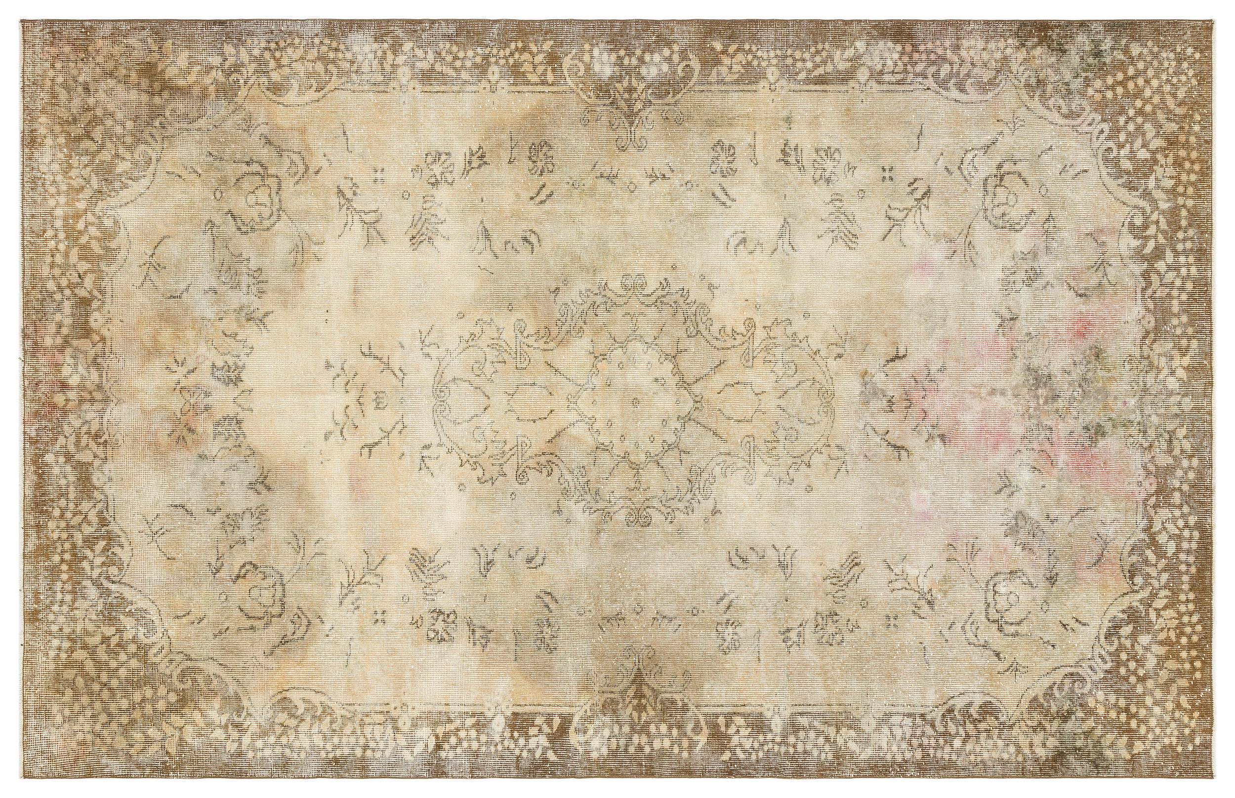 Traditional Design Beige Over Dyed Vintage Rug 6'0'' x 9'5'' ft 183 x 288 cm