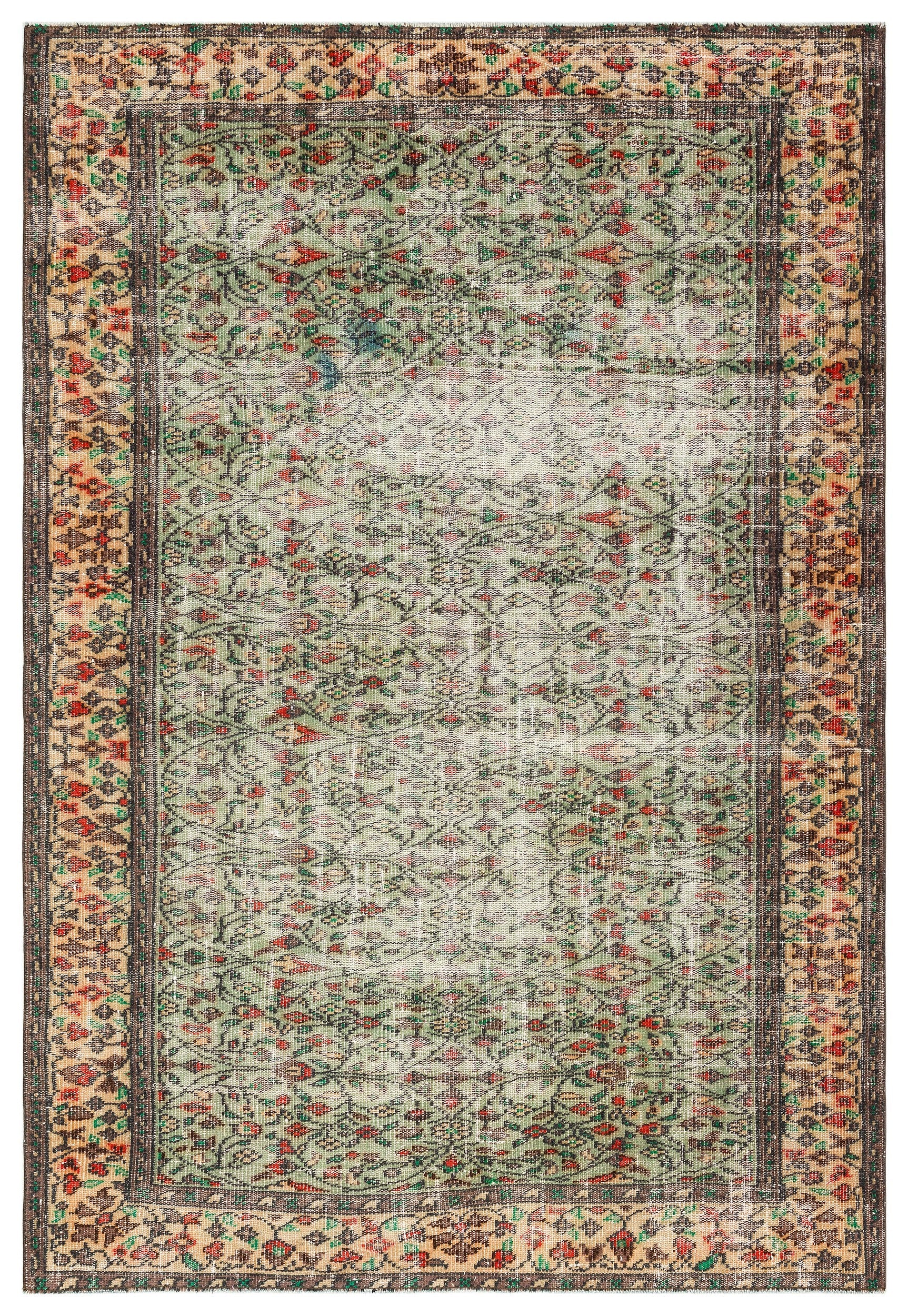 Retro Design Naturel Over Dyed Vintage Rug 5'12'' x 8'8'' ft 182 x 263 cm