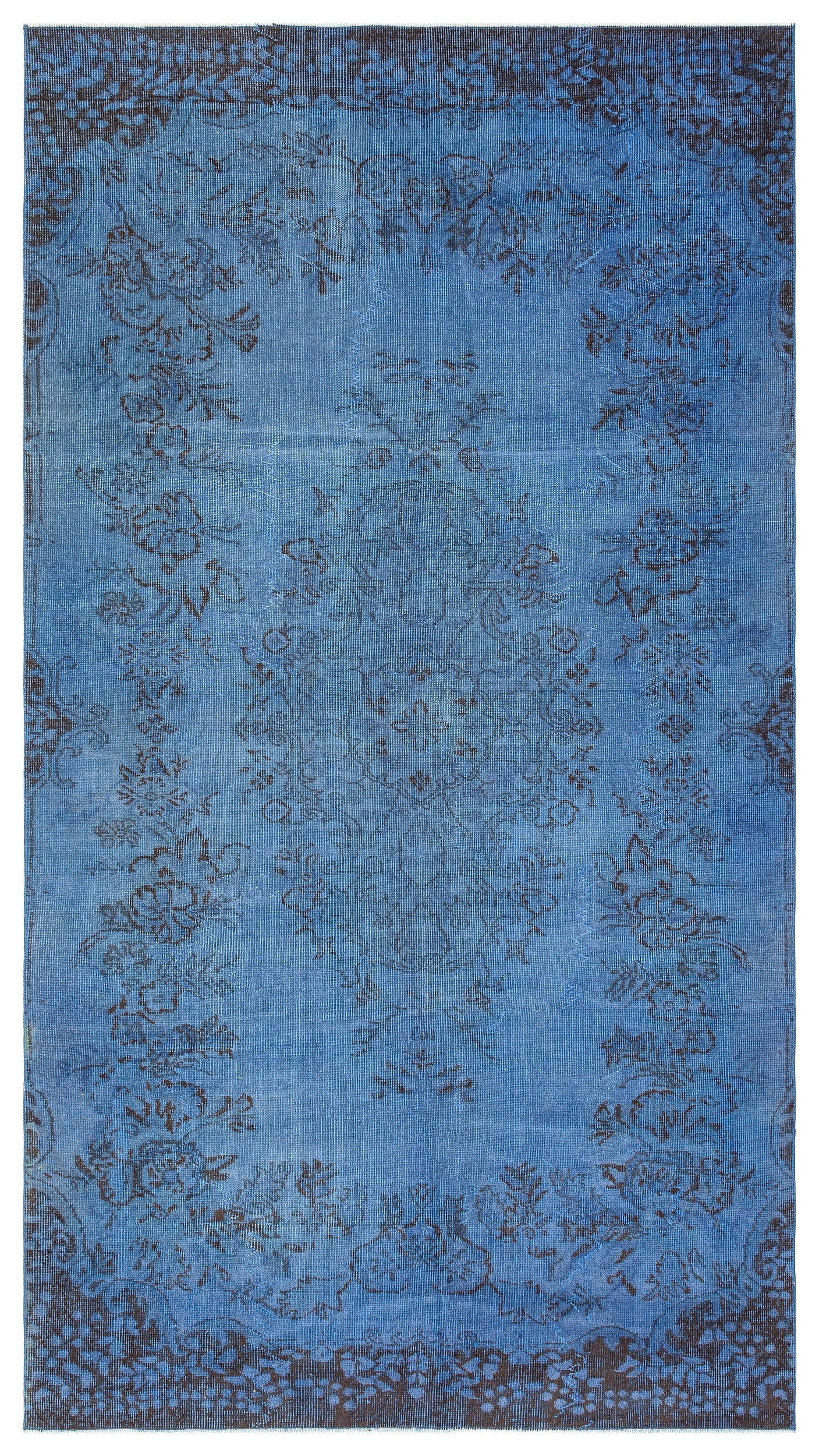 Traditional Design Stone Blue Over Dyed Vintage Rug 5'1'' x 9'3'' ft 154 x 282 cm