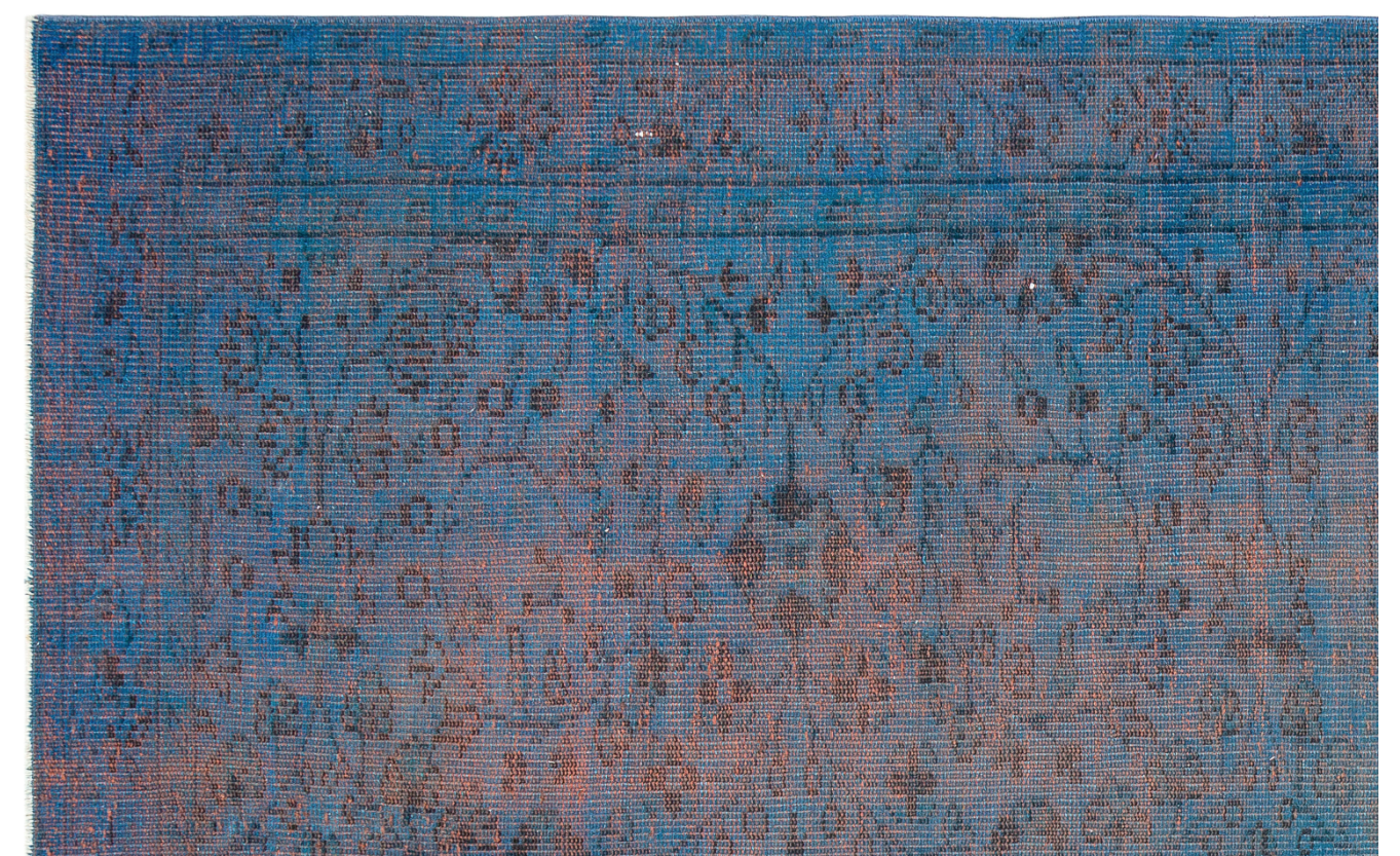 Retro Design Blue Over Dyed Vintage Rug 5'10'' x 9'1'' ft 179 x 278 cm