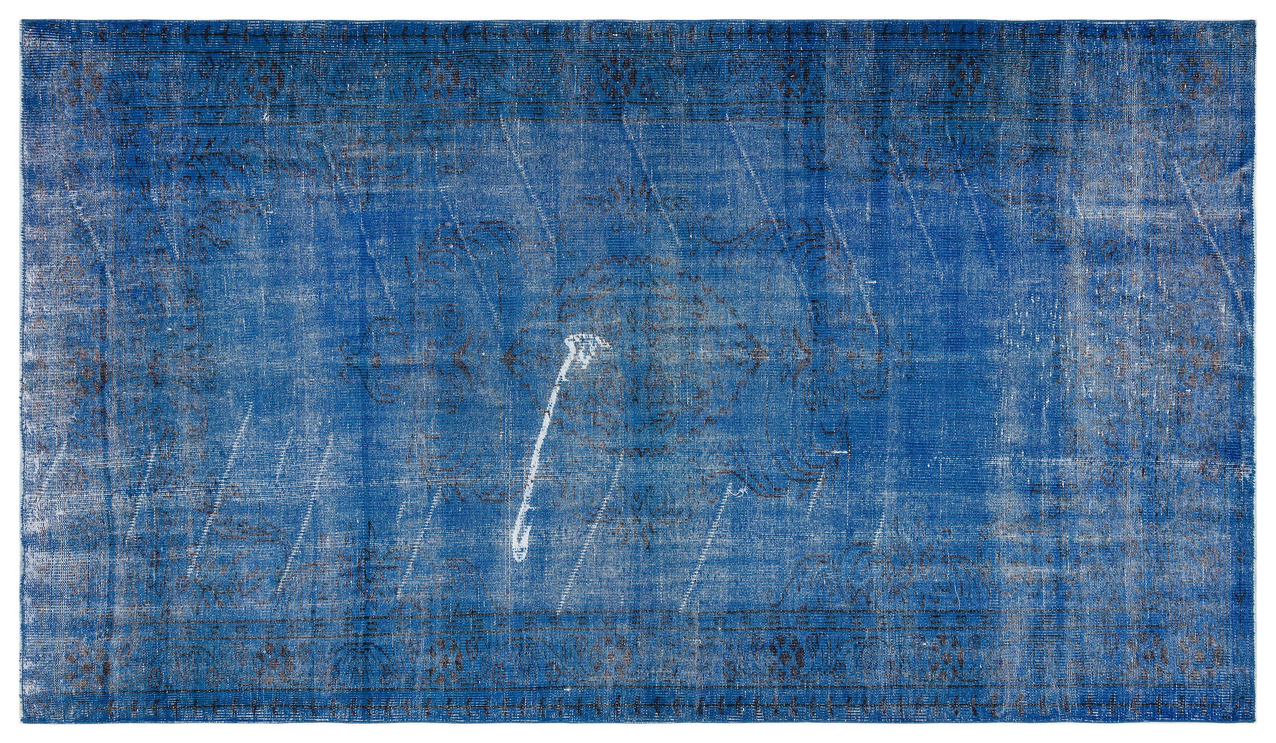 Traditional Design Blue Over Dyed Vintage Rug 5'6'' x 9'8'' ft 168 x 294 cm