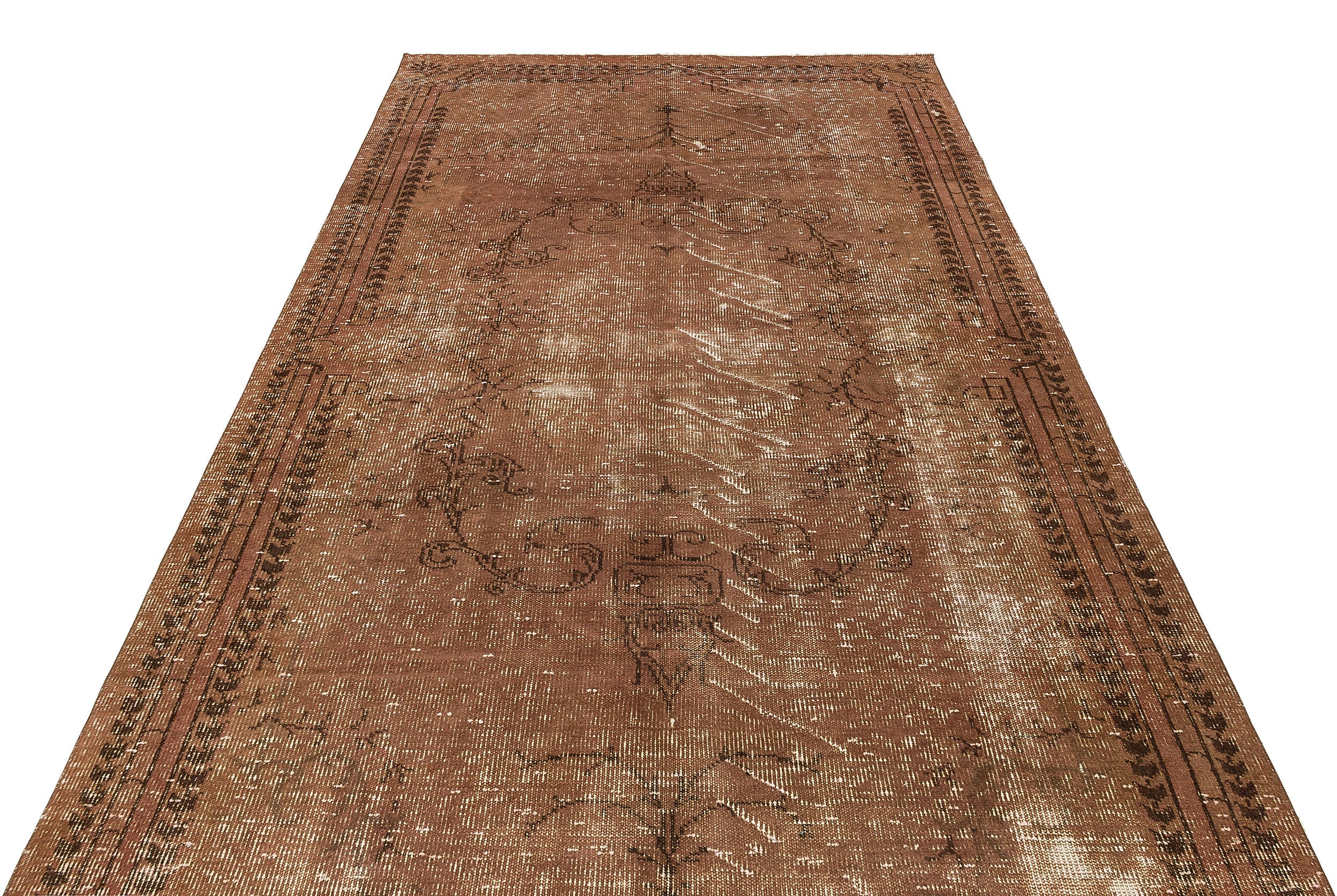 Traditional Design Brown Over Dyed Vintage Rug 5'5'' x 8'9'' ft 165 x 266 cm