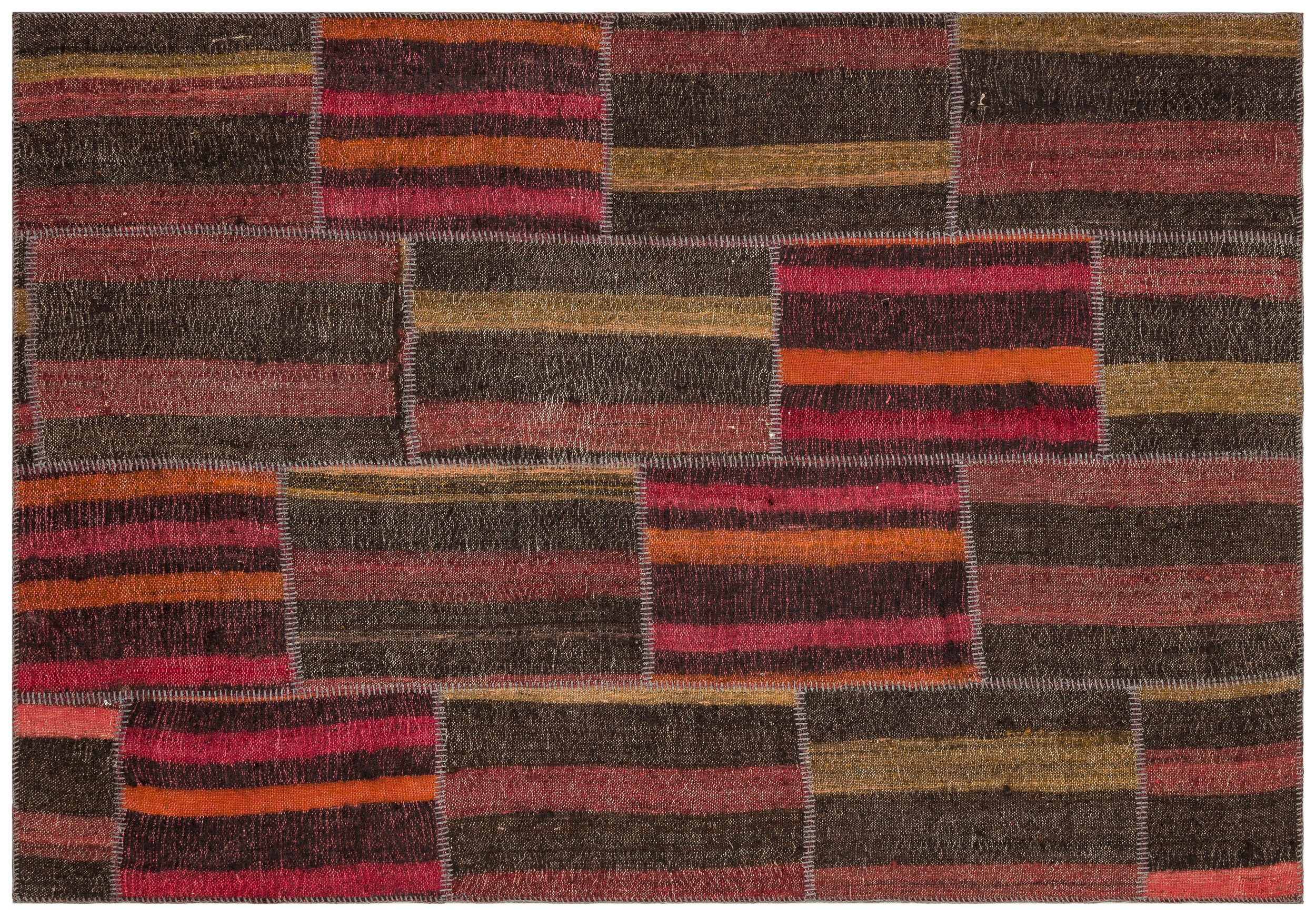 Naturel Over Dyed Kilim Patchwork Unique Rug 5'3'' x 7'7'' ft 159 x 231 cm