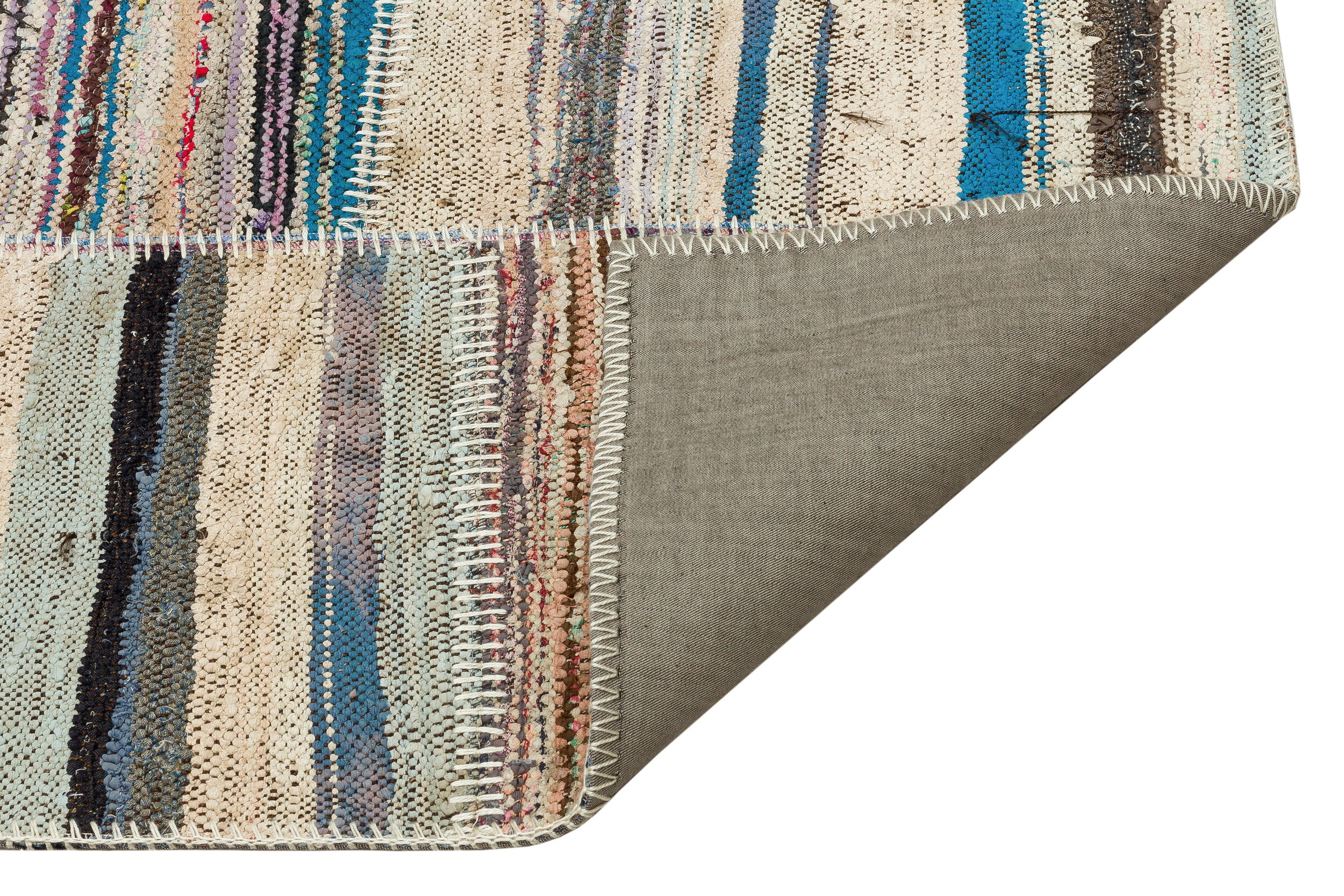 Striped Over Dyed Kilim Patchwork Unique Rug 4'11'' x 7'7'' ft 151 x 231 cm