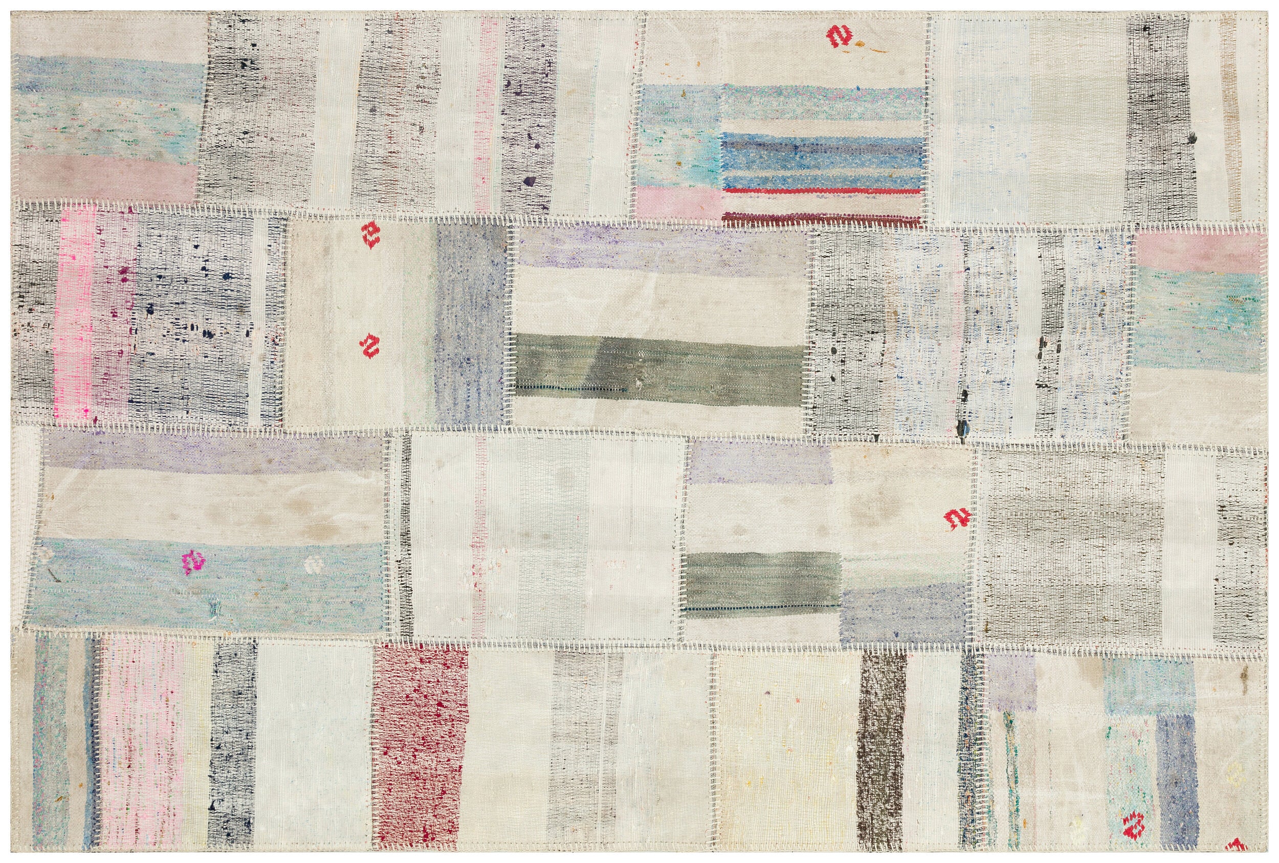 Striped Over Dyed Kilim Patchwork Unique Rug 5'1'' x 7'7'' ft 155 x 230 cm