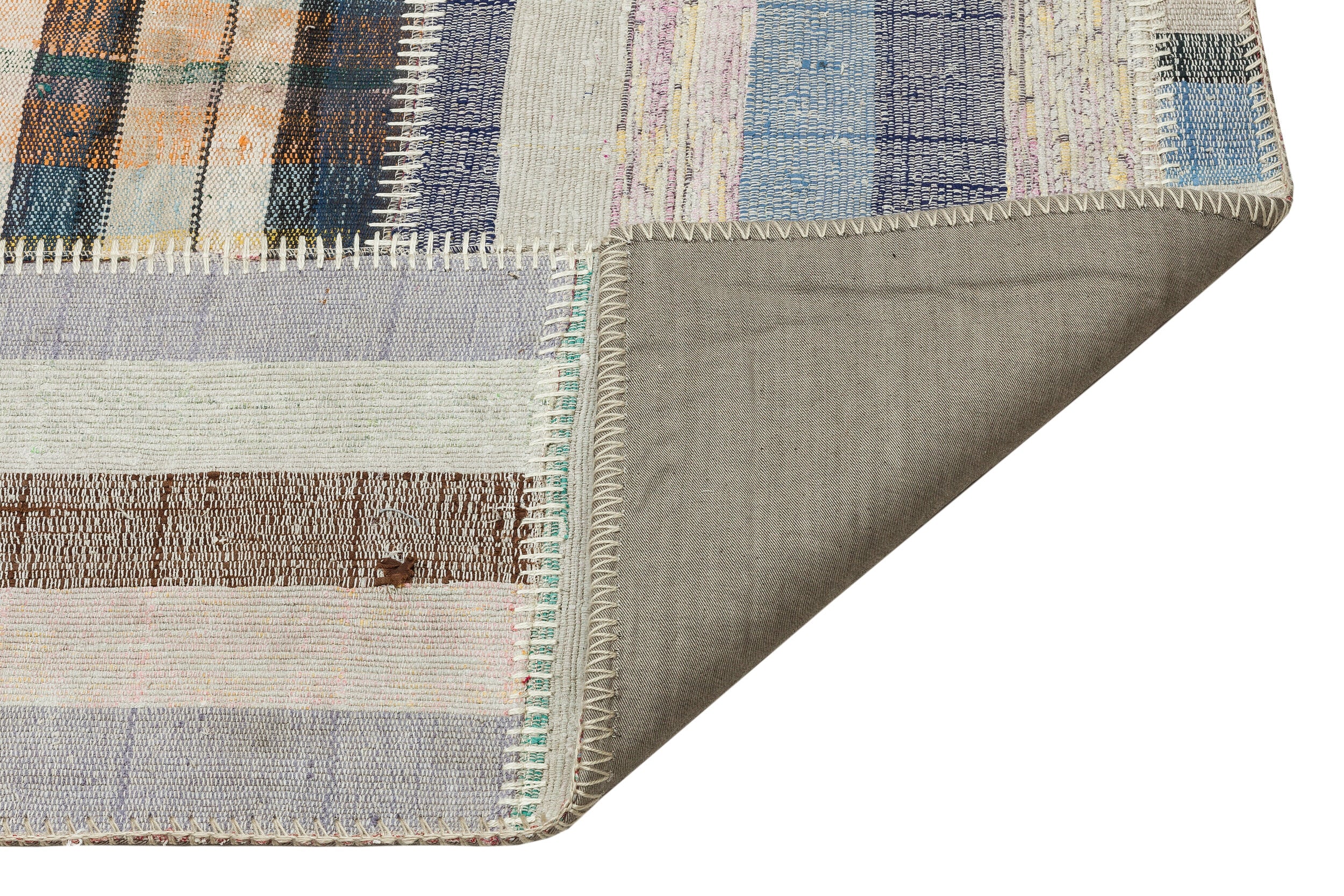 Striped Over Dyed Kilim Patchwork Unique Rug 4'12'' x 7'5'' ft 152 x 226 cm