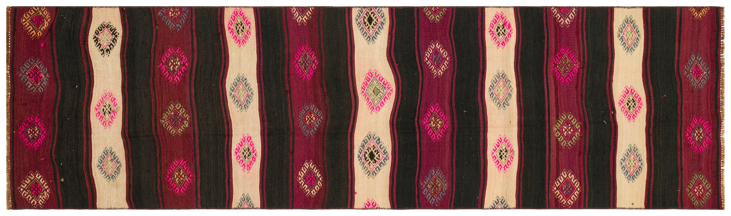 Striped Over Dyed Kilim Rug 2'7'' x 9'6'' ft 80 x 290 cm
