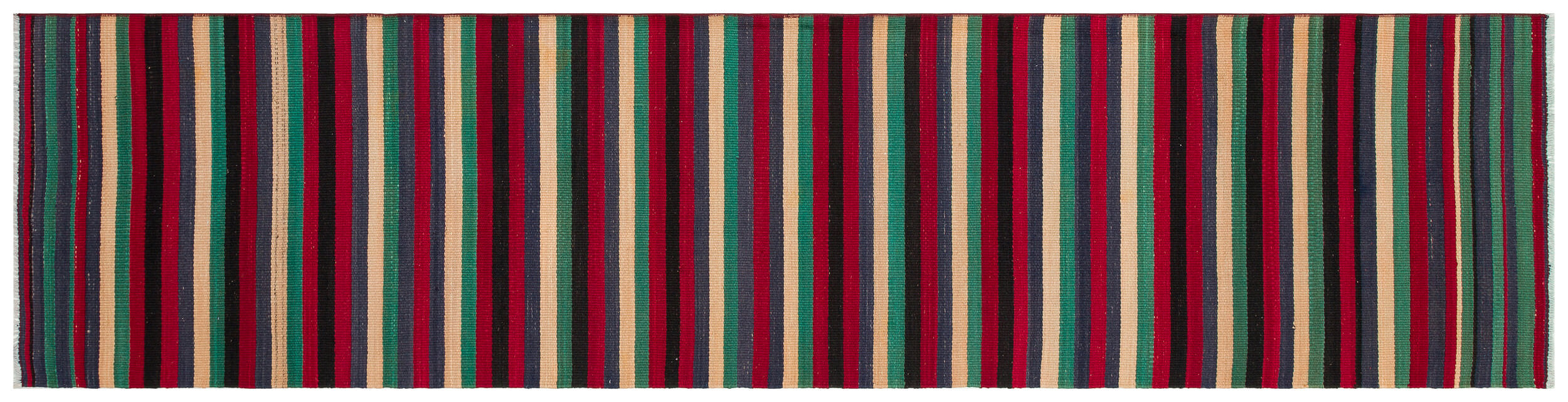 Striped Over Dyed Kilim Rug 2'4'' x 9'6'' ft 71 x 290 cm