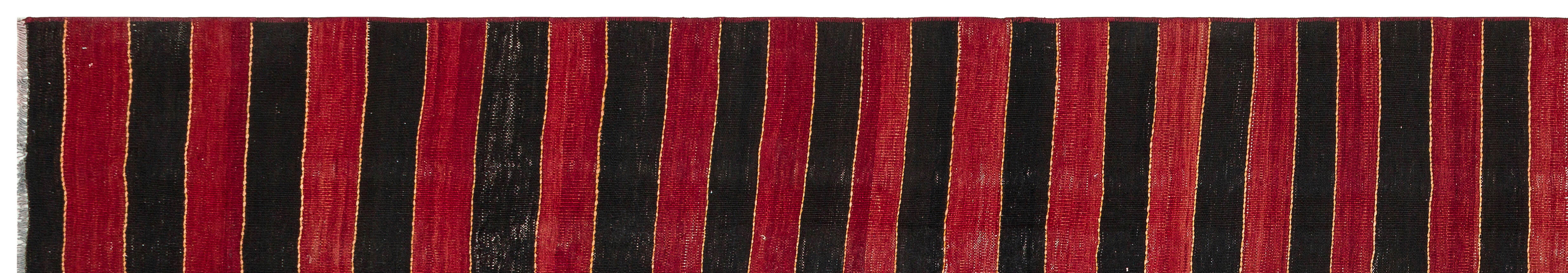 Striped Over Dyed Kilim Rug 2'6'' x 14'8'' ft 77 x 446 cm