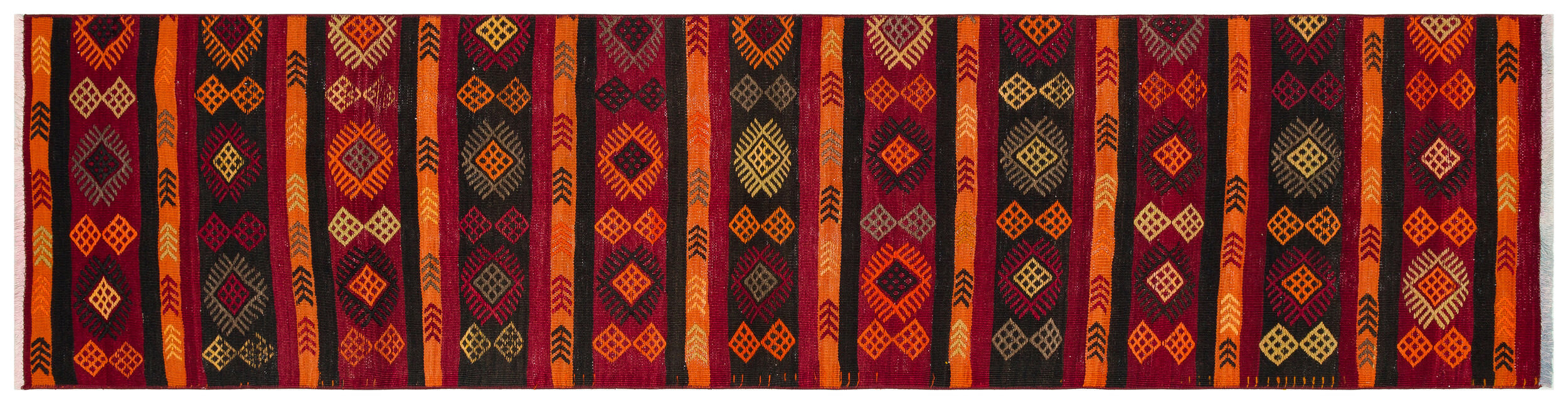 Geometric Over Dyed Kilim Rug 2'2'' x 8'10'' ft 66 x 270 cm