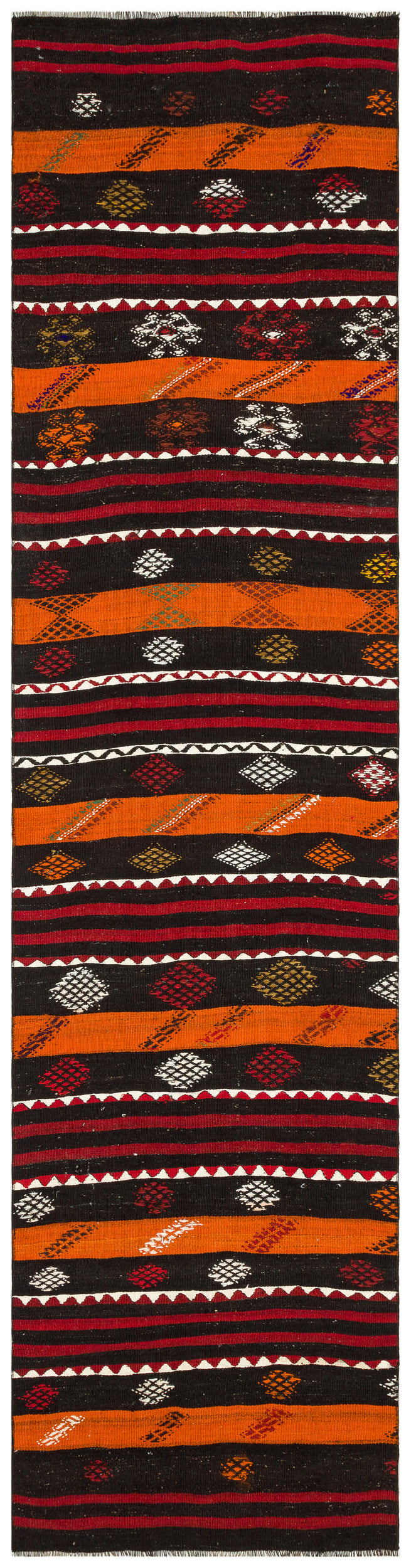 Striped Over Dyed Kilim Rug 2'9'' x 10'11'' ft 85 x 334 cm