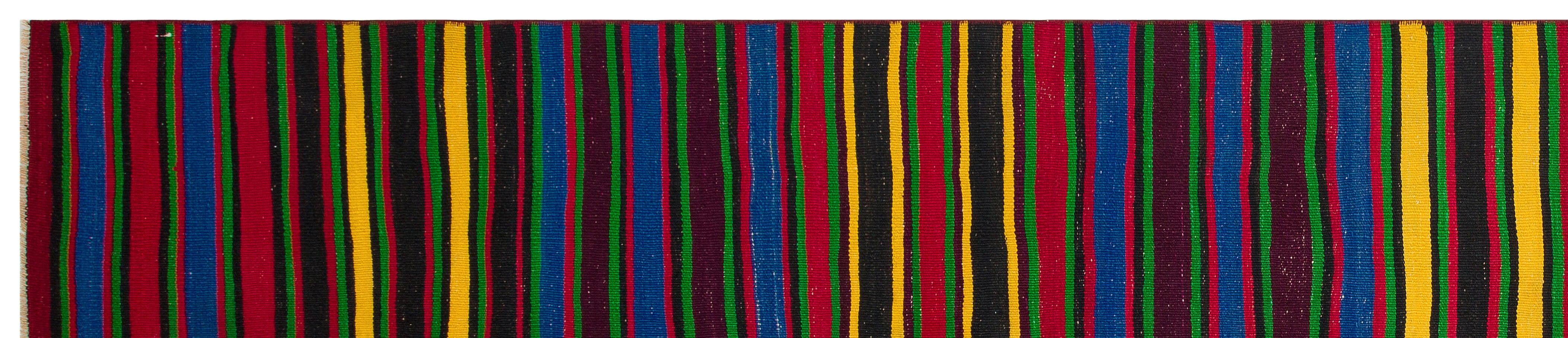 Striped Over Dyed Kilim Rug 2'8'' x 13'0'' ft 82 x 397 cm