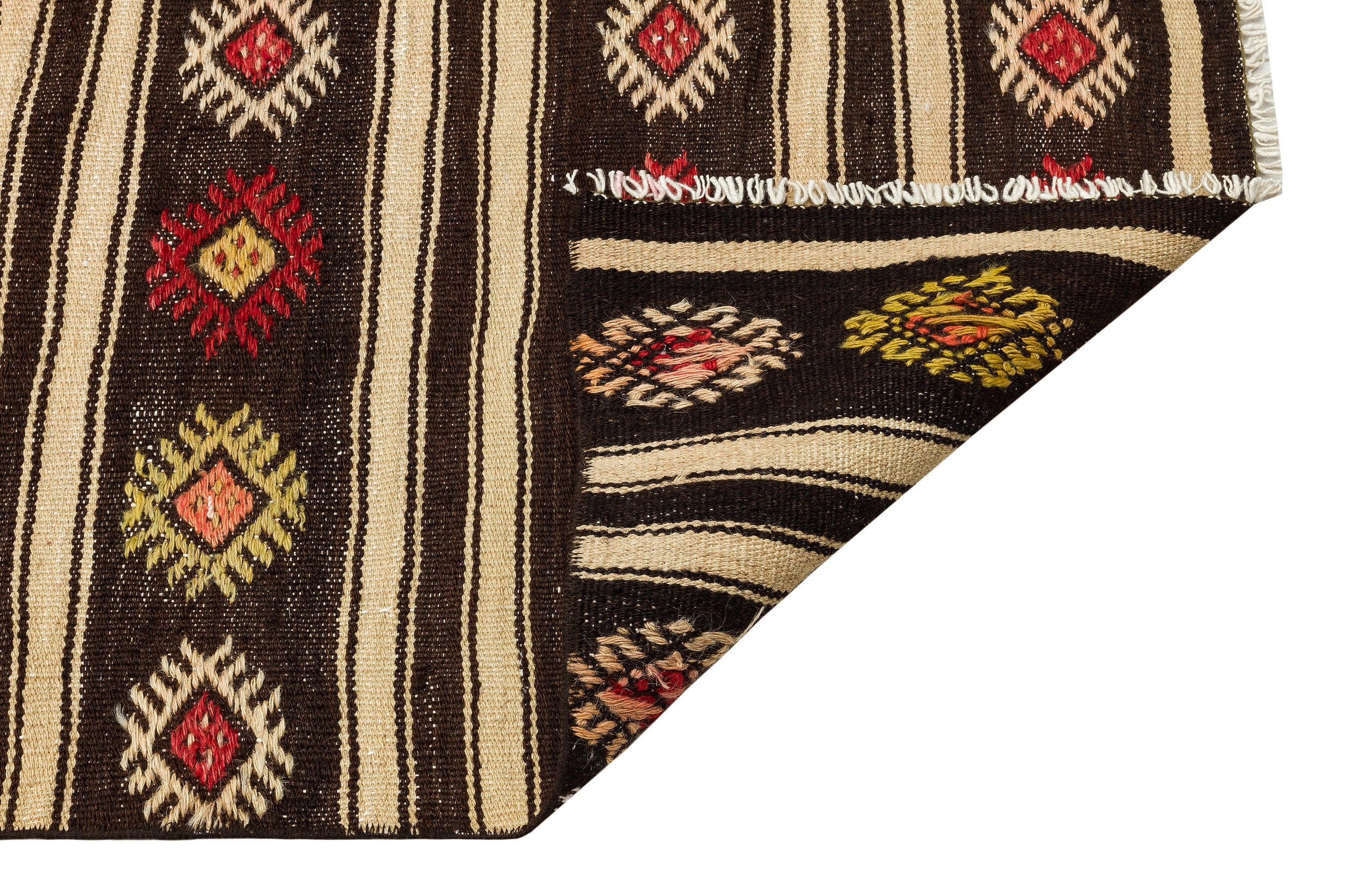 Striped Over Dyed Kilim Rug 2'7'' x 9'9'' ft 79 x 297 cm