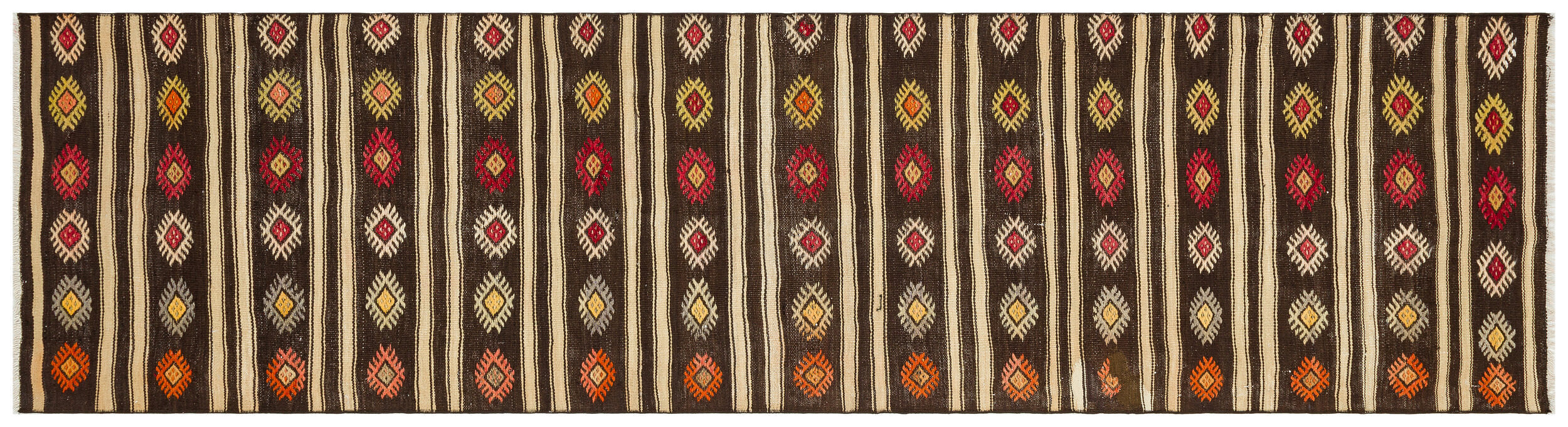 Striped Over Dyed Kilim Rug 2'7'' x 9'9'' ft 79 x 297 cm