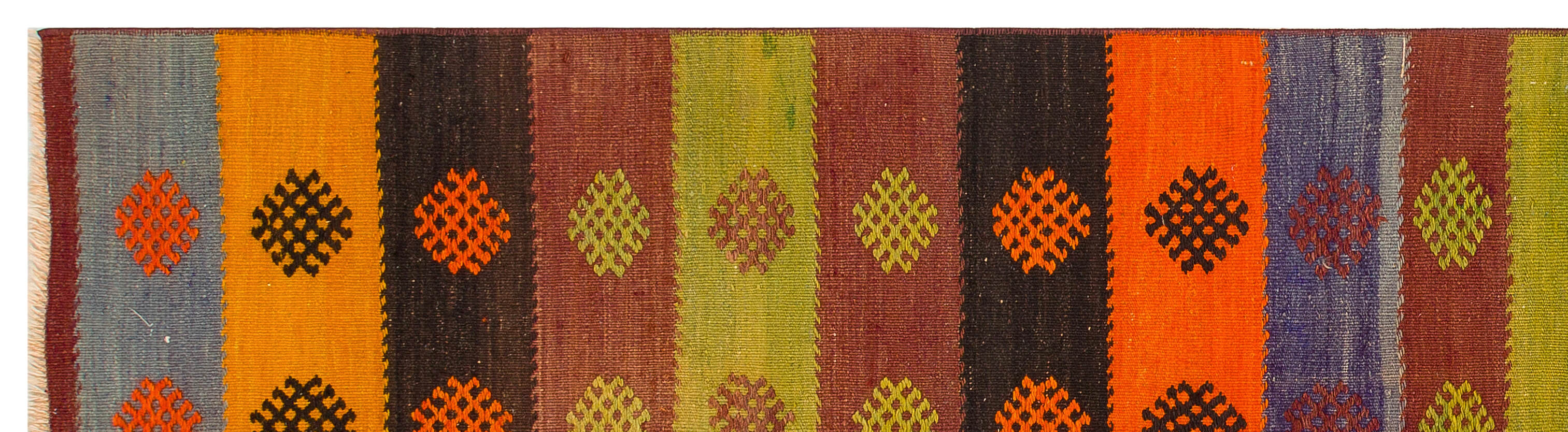Geometric Over Dyed Kilim Rug 2'6'' x 9'1'' ft 75 x 276 cm