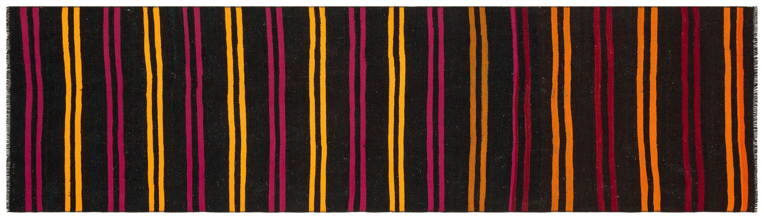 Striped Over Dyed Kilim Rug 2'8'' x 9'10'' ft 82 x 300 cm