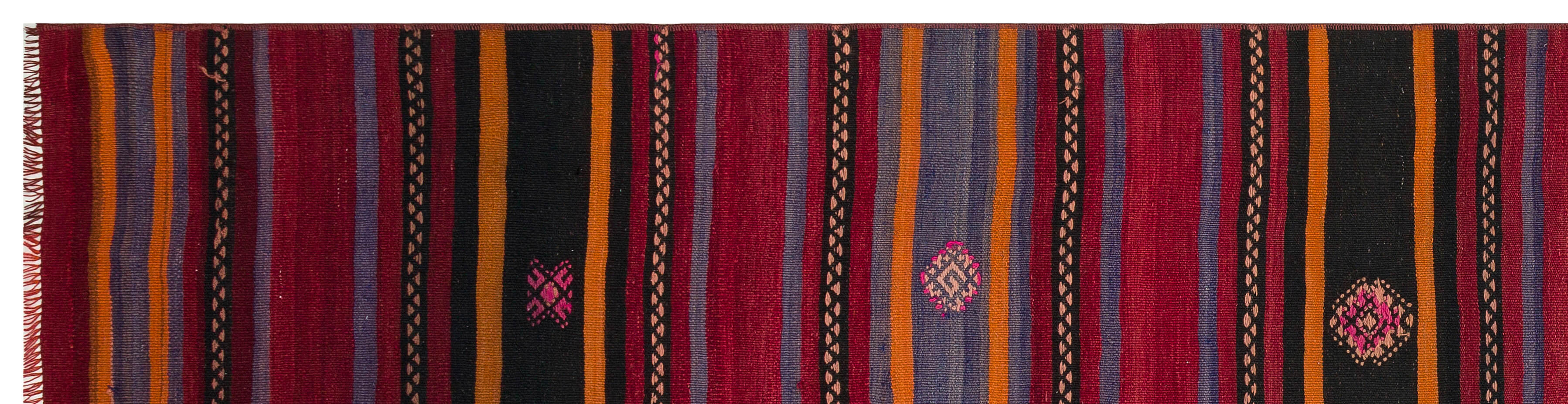 Striped Design Hand Knotted Kilim Runner 2'9'' x 10'9'' ft 83 x 328 cm