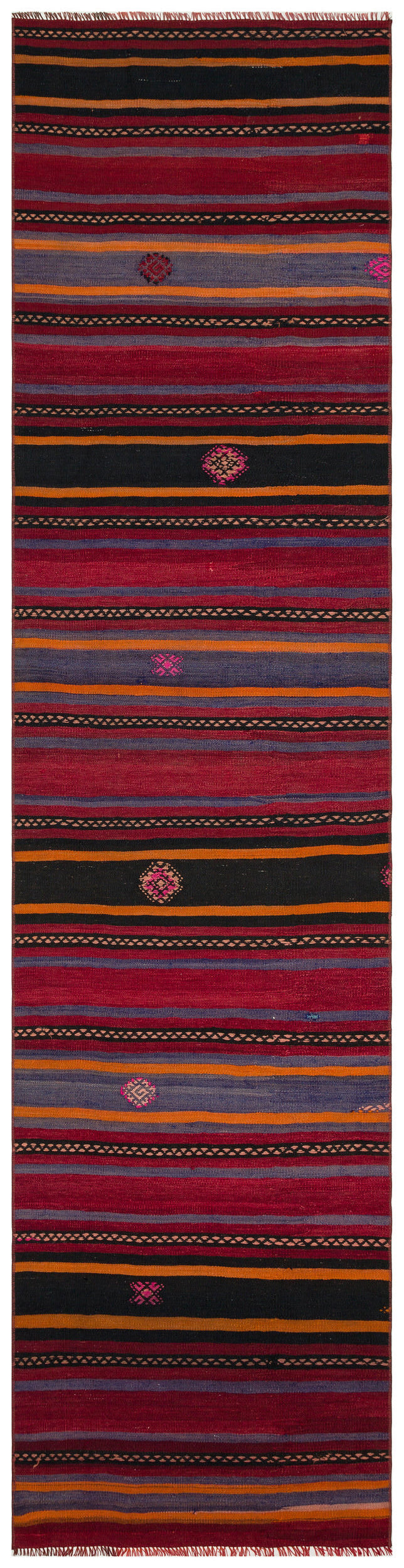 Striped Design Hand Knotted Kilim Runner 2'9'' x 10'9'' ft 83 x 328 cm
