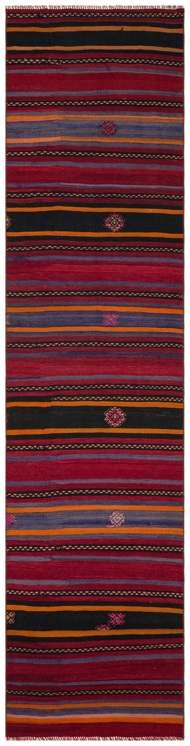 Striped Over Dyed Kilim Rug 2'8'' x 10'12'' ft 82 x 335 cm