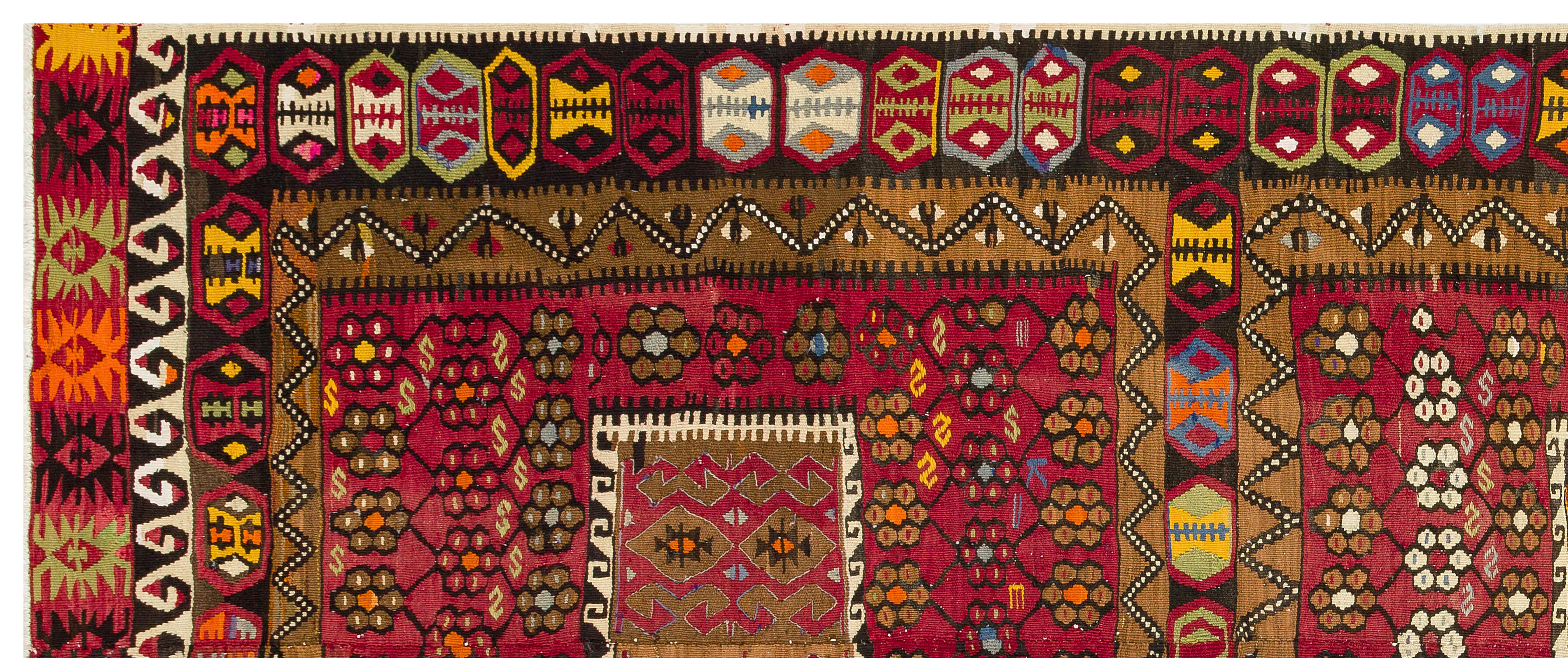 Geometric Over Dyed Kilim Rug 4'7'' x 10'10'' ft 140 x 330 cm