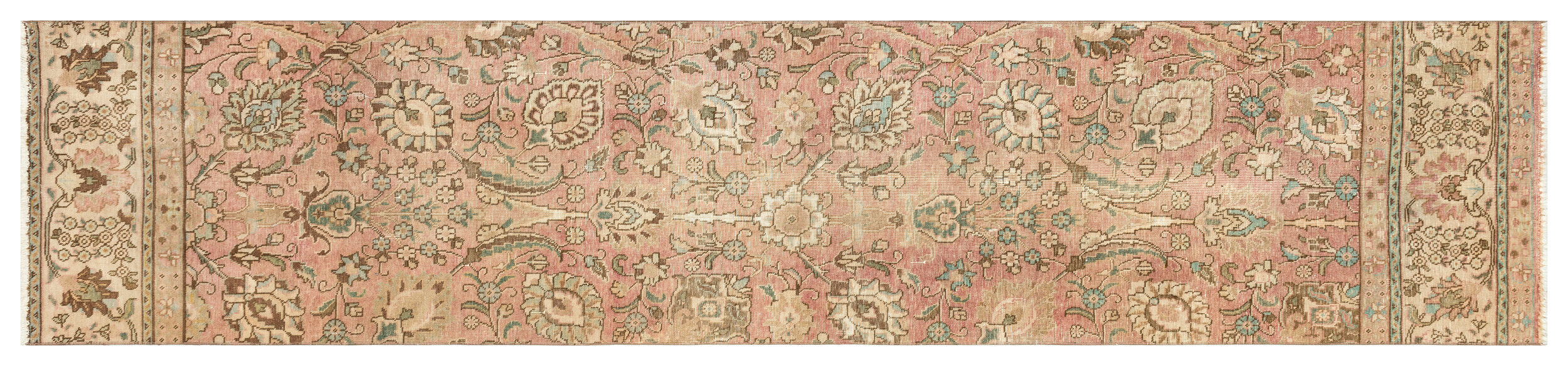 Beige Over Dyed Vintage XLarge Rug 2'8'' x 12'5'' ft 82 x 378 cm