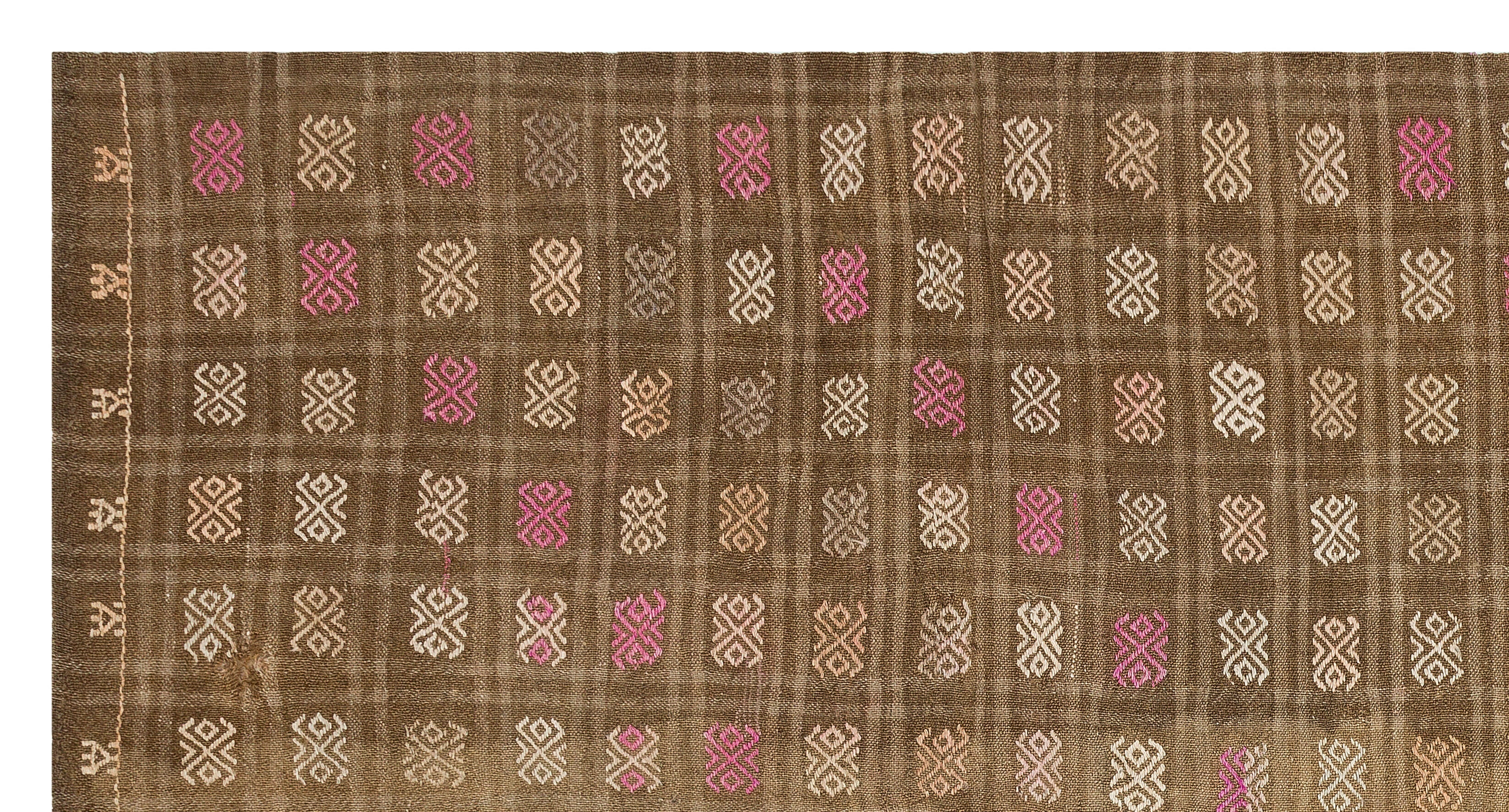 Geometric Over Dyed Kilim Rug 5'4'' x 9'9'' ft 163 x 297 cm