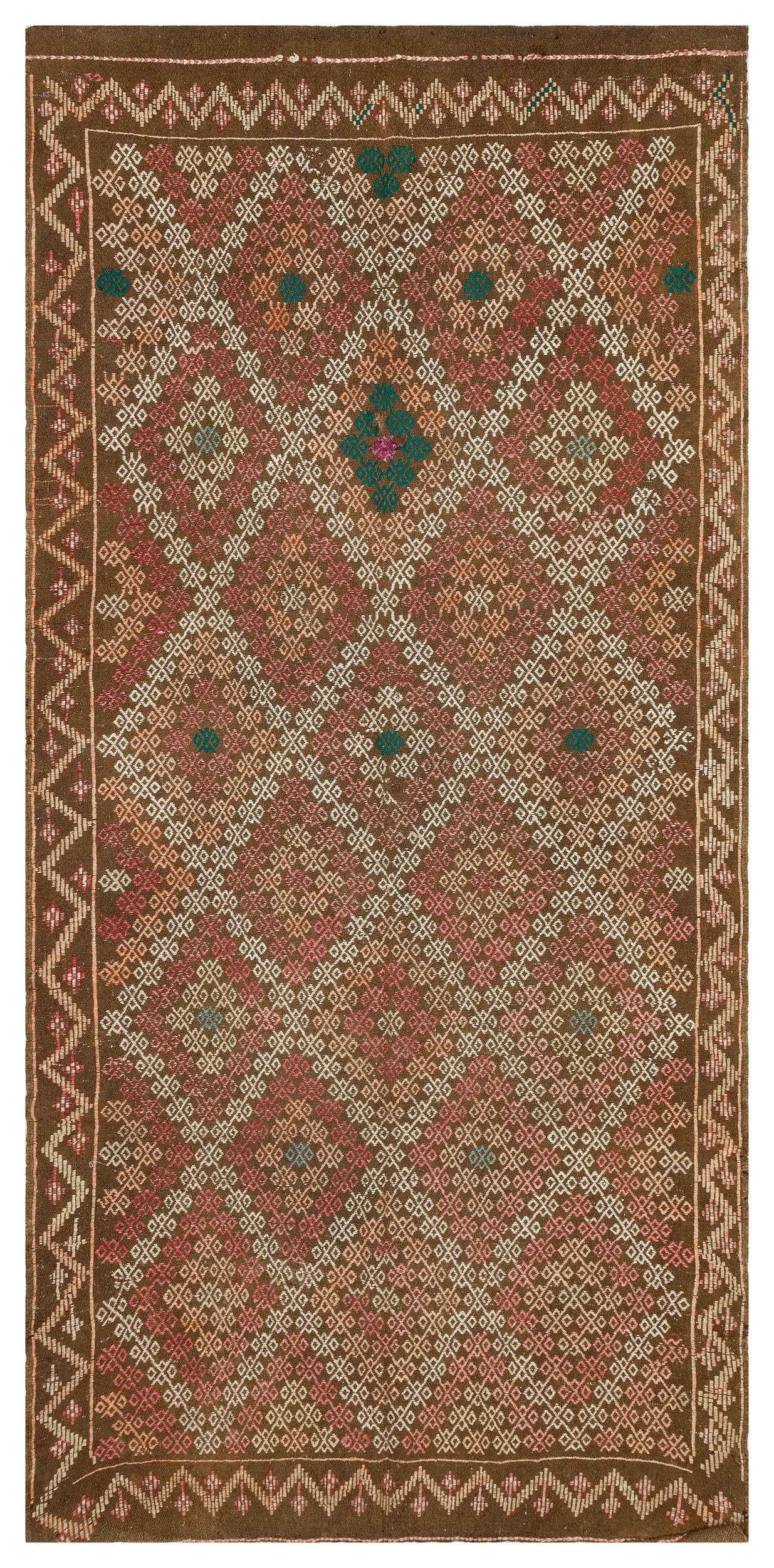 Geometric Over Dyed Kilim Rug 5'1'' x 10'6'' ft 154 x 320 cm