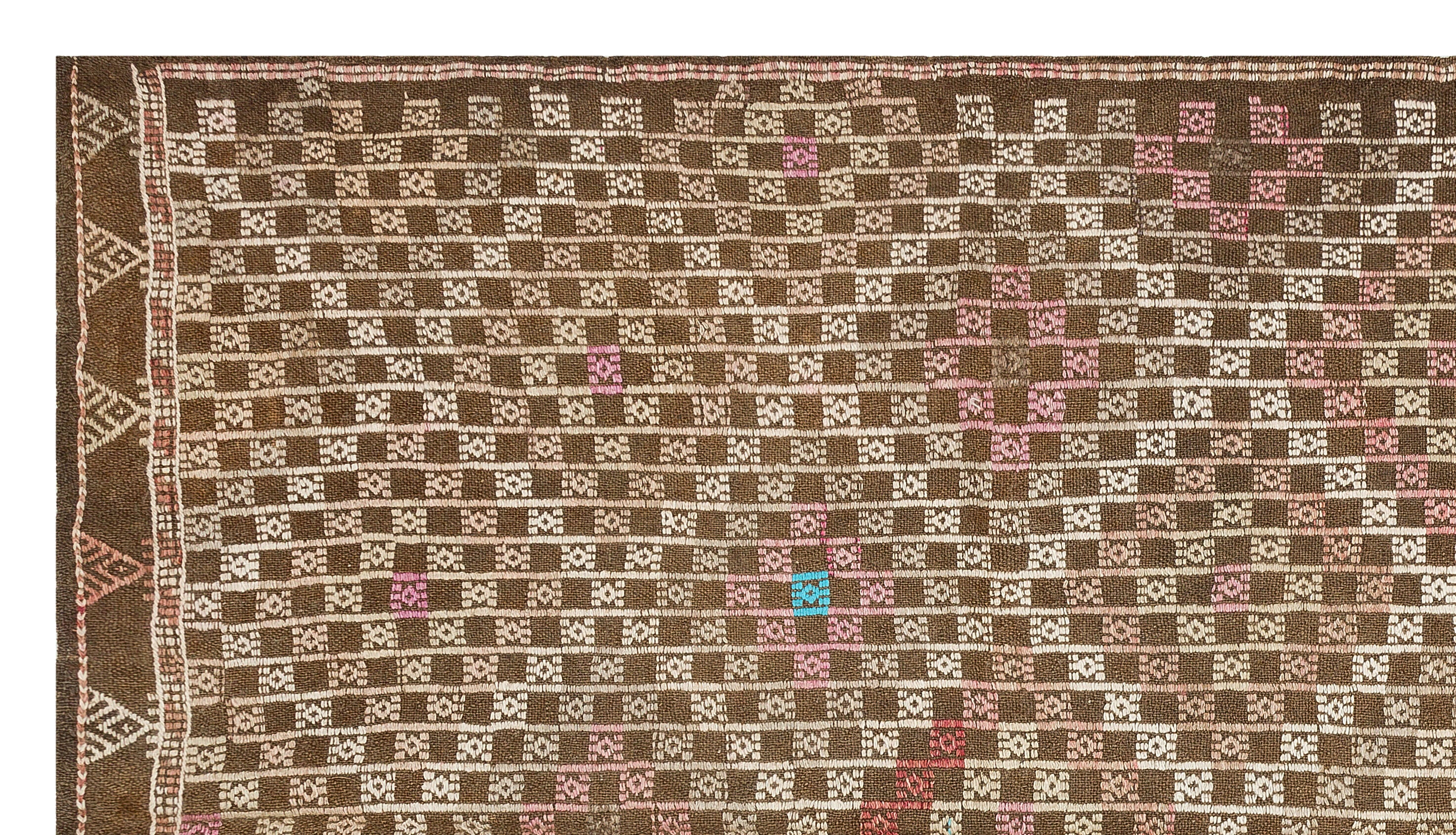 Geometric Over Dyed Kilim Rug 4'10'' x 8'8'' ft 147 x 264 cm