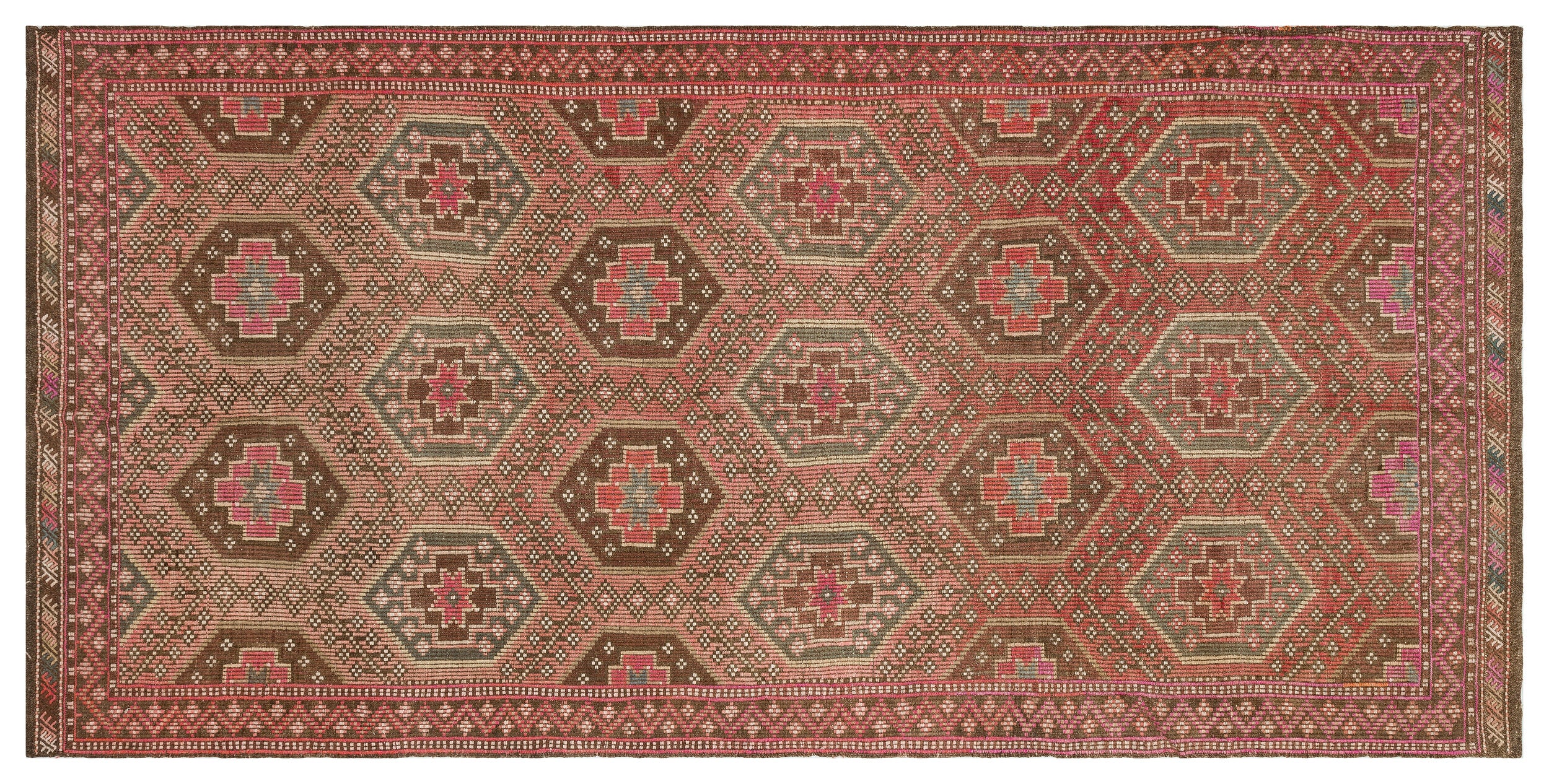 Geometric Over Dyed Kilim Rug 4'11'' x 10'0'' ft 150 x 305 cm