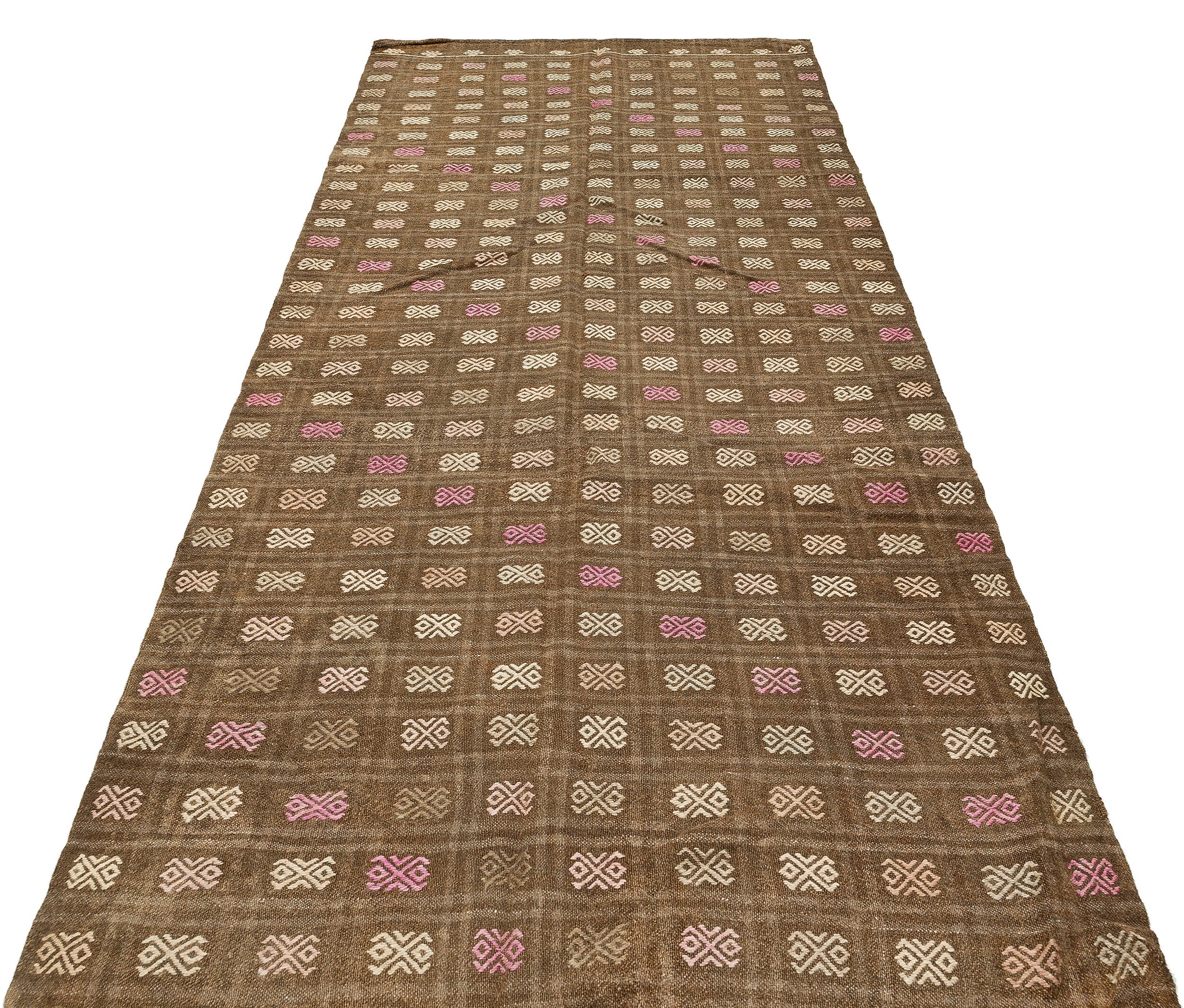 Geometric Over Dyed Kilim Rug 4'6'' x 10'0'' ft 137 x 305 cm