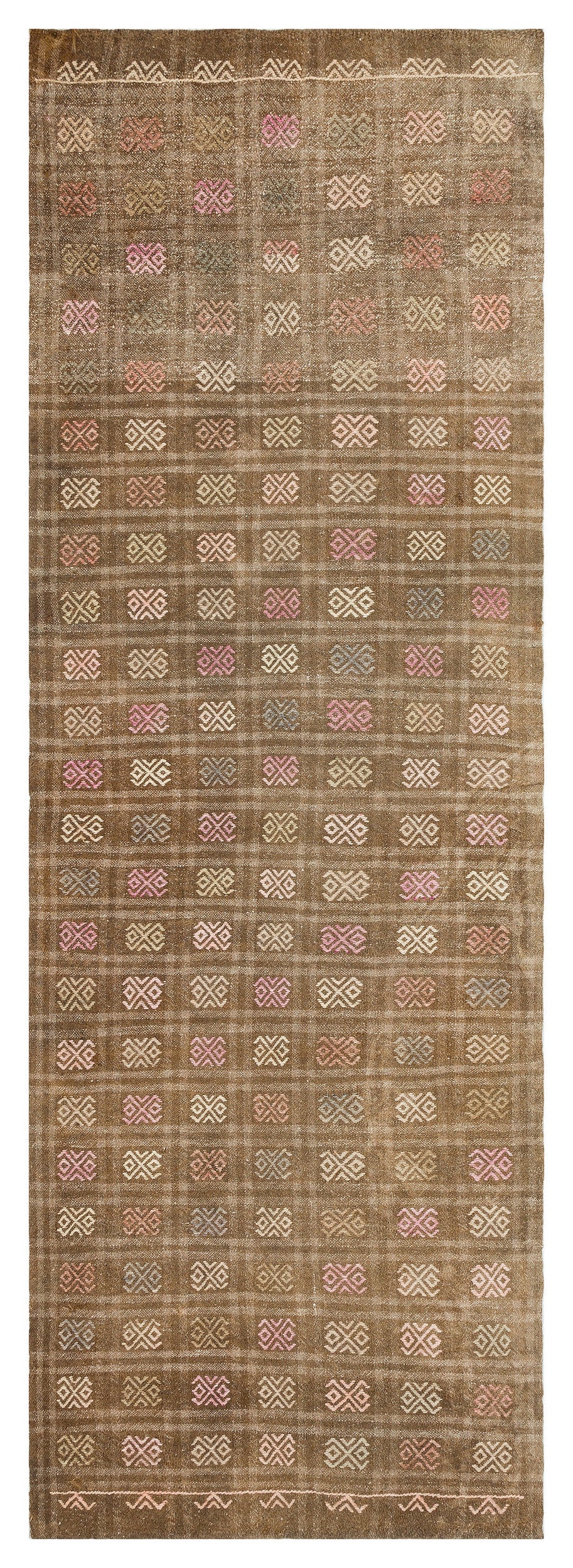Geometric Over Dyed Kilim Rug 3'1'' x 8'12'' ft 95 x 274 cm