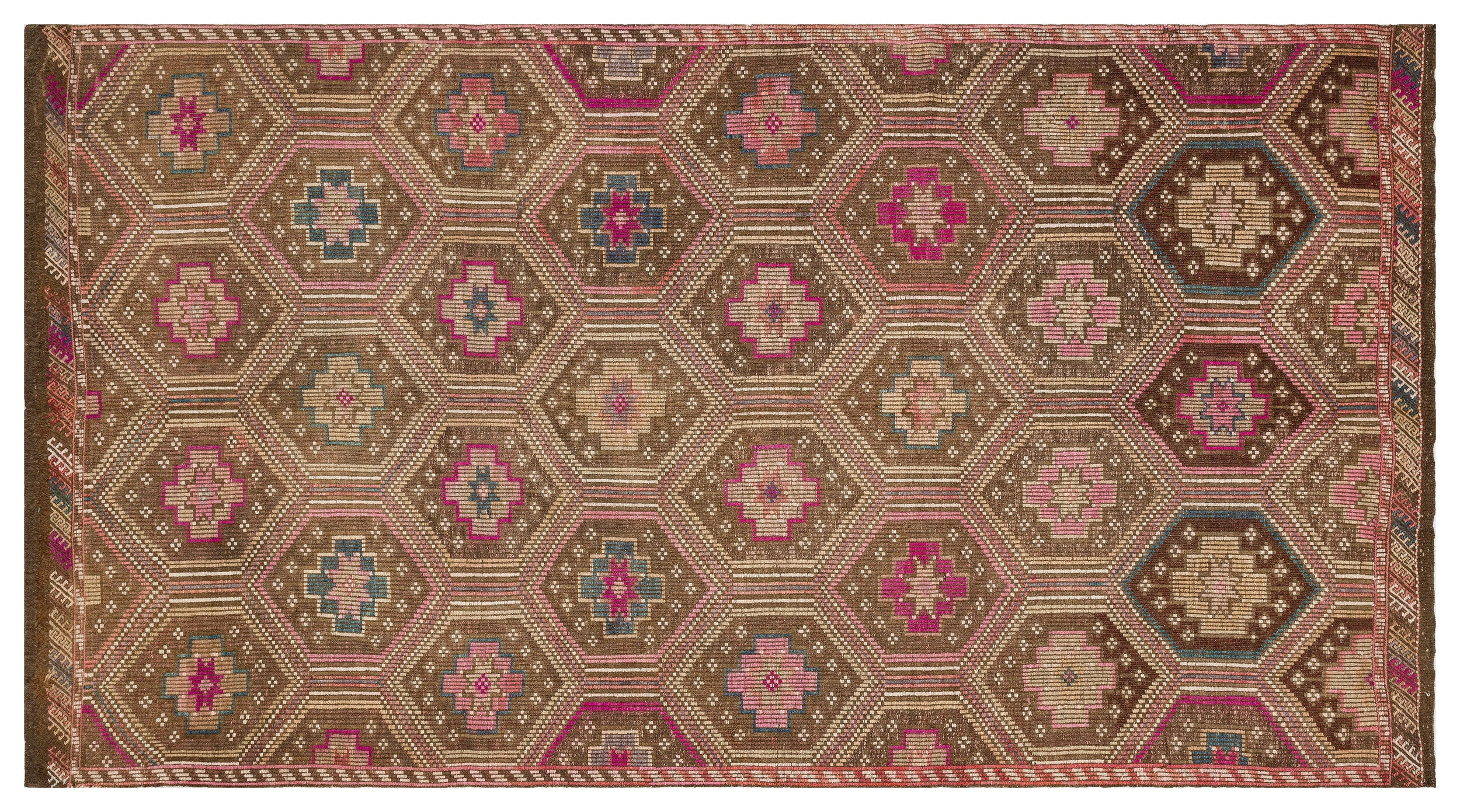 Geometric Over Dyed Kilim Rug 5'7'' x 10'2'' ft 169 x 310 cm