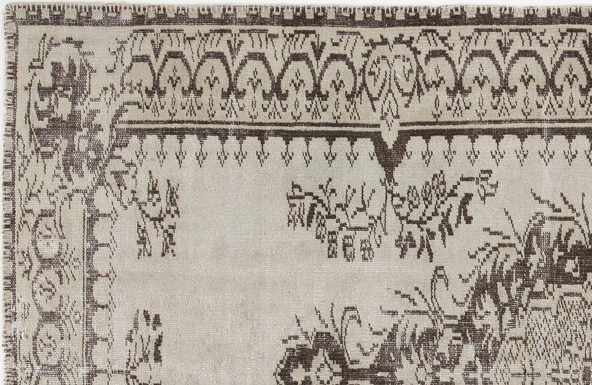 Beige Over Dyed Vintage Rug 5'1'' x 8'1'' ft 156 x 246 cm