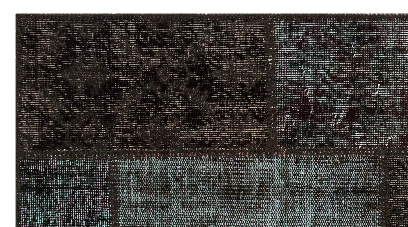 Black Over Dyed Patchwork Unique Rug 2'8'' x 4'11'' ft 82 x 150 cm