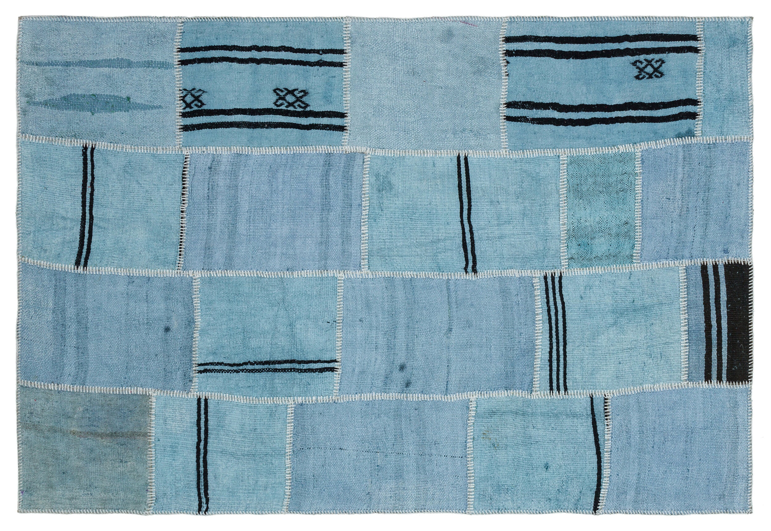 Natural Vintage Hemp Patchwork Rug 5'2'' x 7'6'' ft 157 x 228 cm