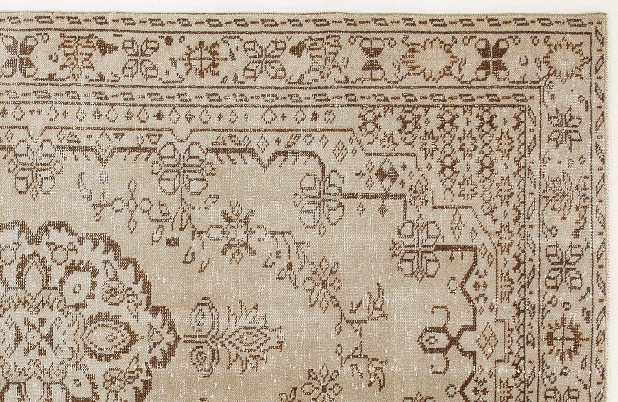 Beige Over Dyed Vintage Rug 4'12'' x 9'2'' ft 152 x 280 cm