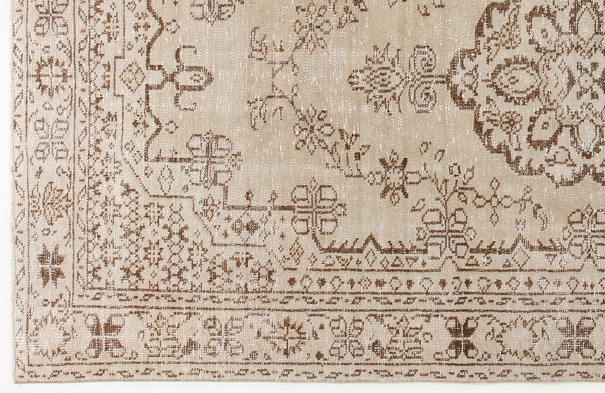 Beige Over Dyed Vintage Rug 4'12'' x 9'2'' ft 152 x 280 cm