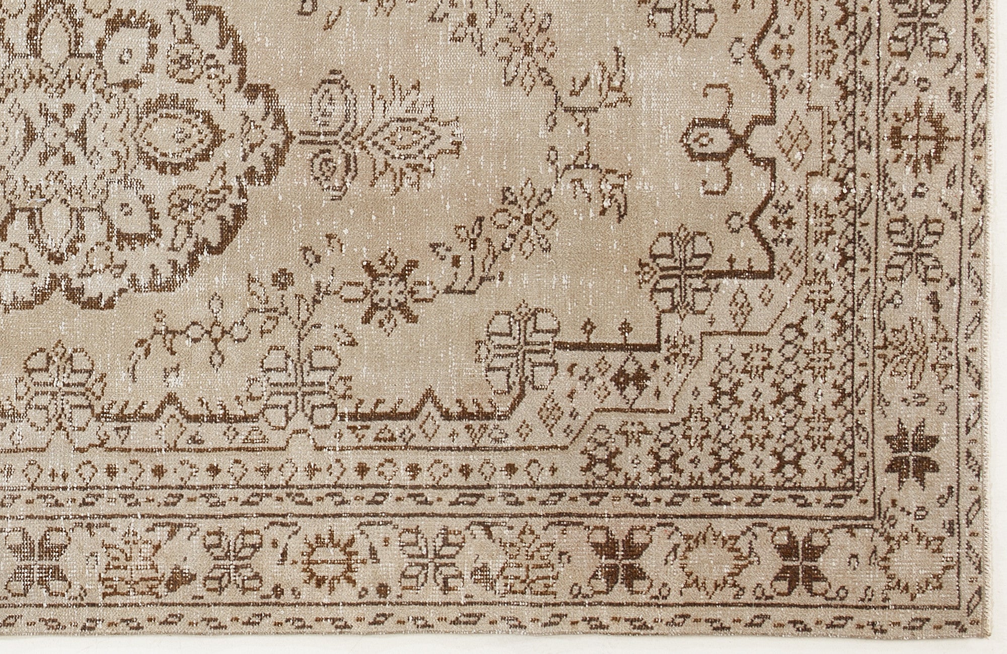 Beige Over Dyed Vintage Rug 4'12'' x 9'2'' ft 152 x 280 cm