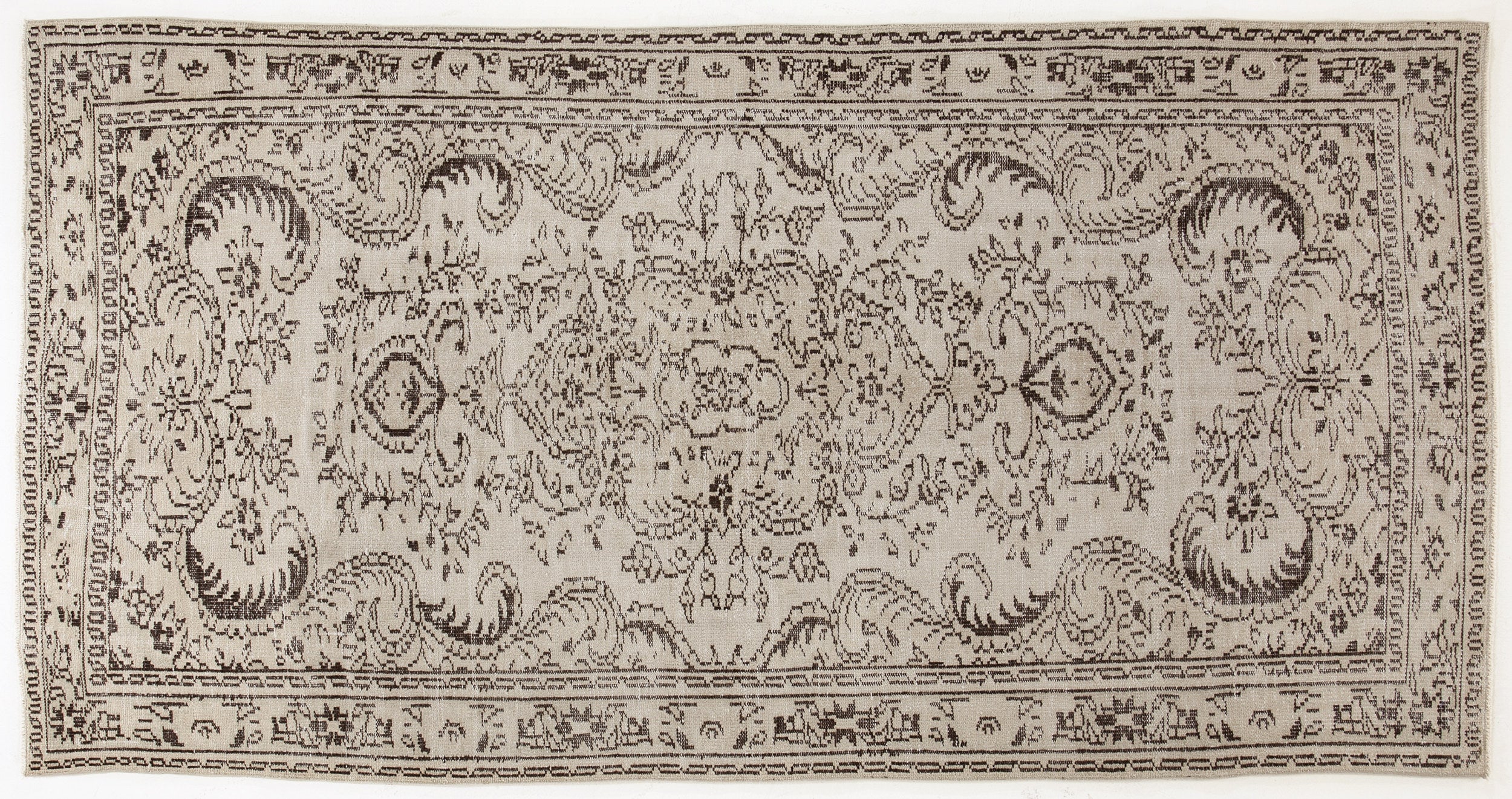 Beige Over Dyed Vintage Rug 4'10'' x 8'11'' ft 147 x 273 cm