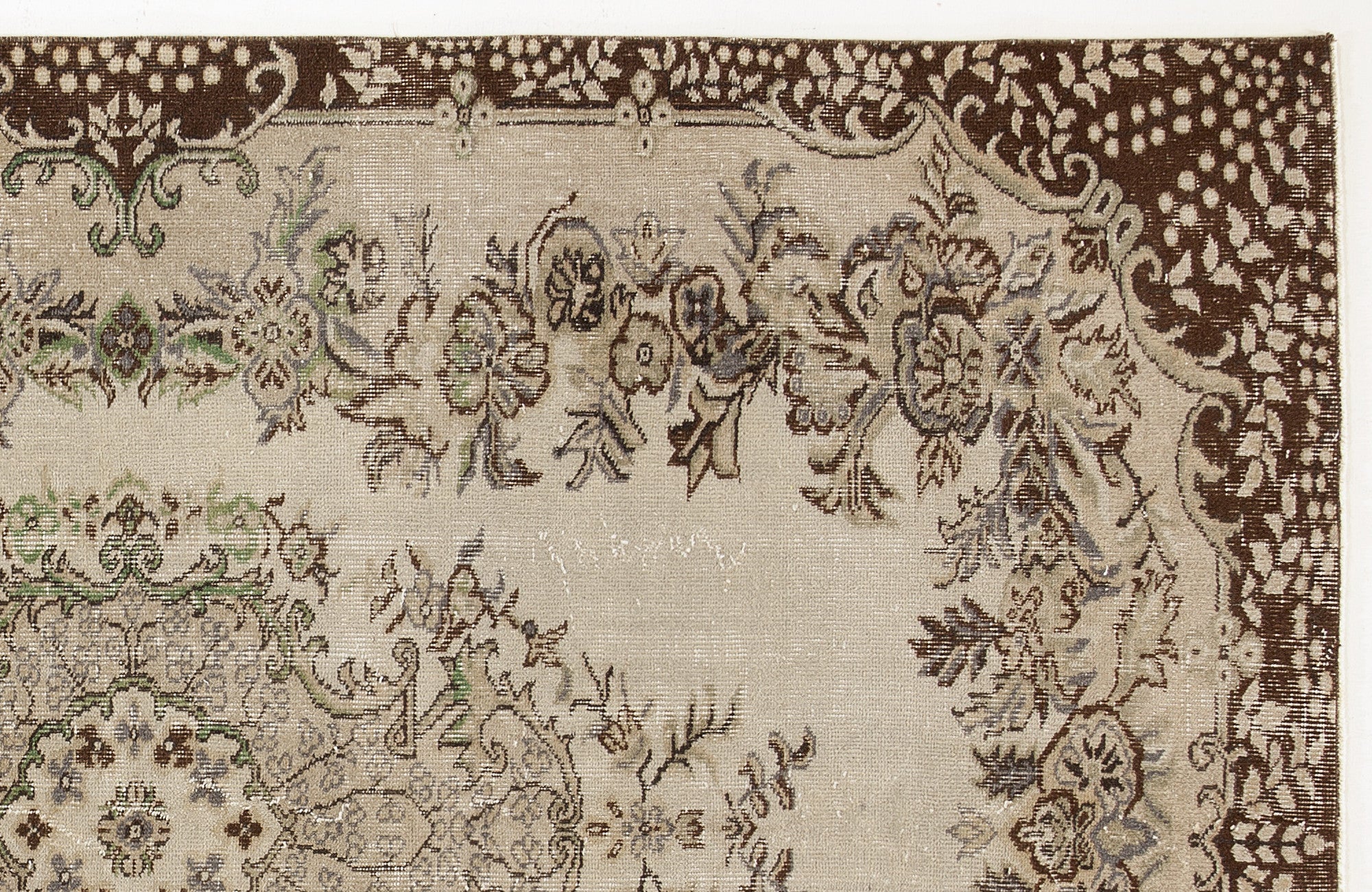 Beige Over Dyed Vintage Rug 5'5'' x 8'9'' ft 166 x 266 cm