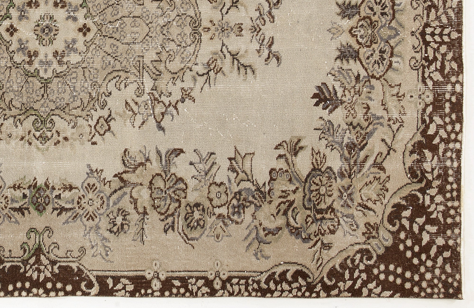 Beige Over Dyed Vintage Rug 5'5'' x 8'9'' ft 166 x 266 cm