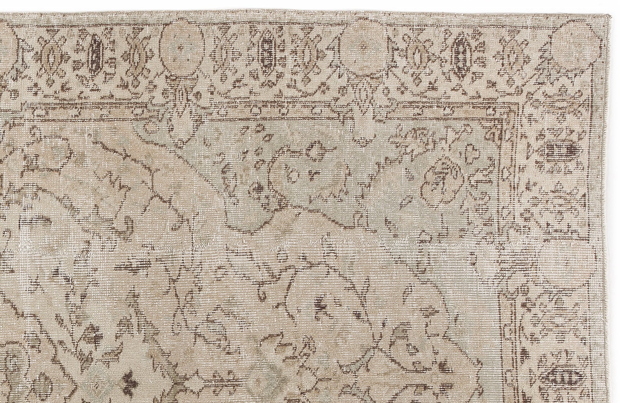 Beige Over Dyed Vintage Rug 5'5'' x 8'8'' ft 164 x 263 cm