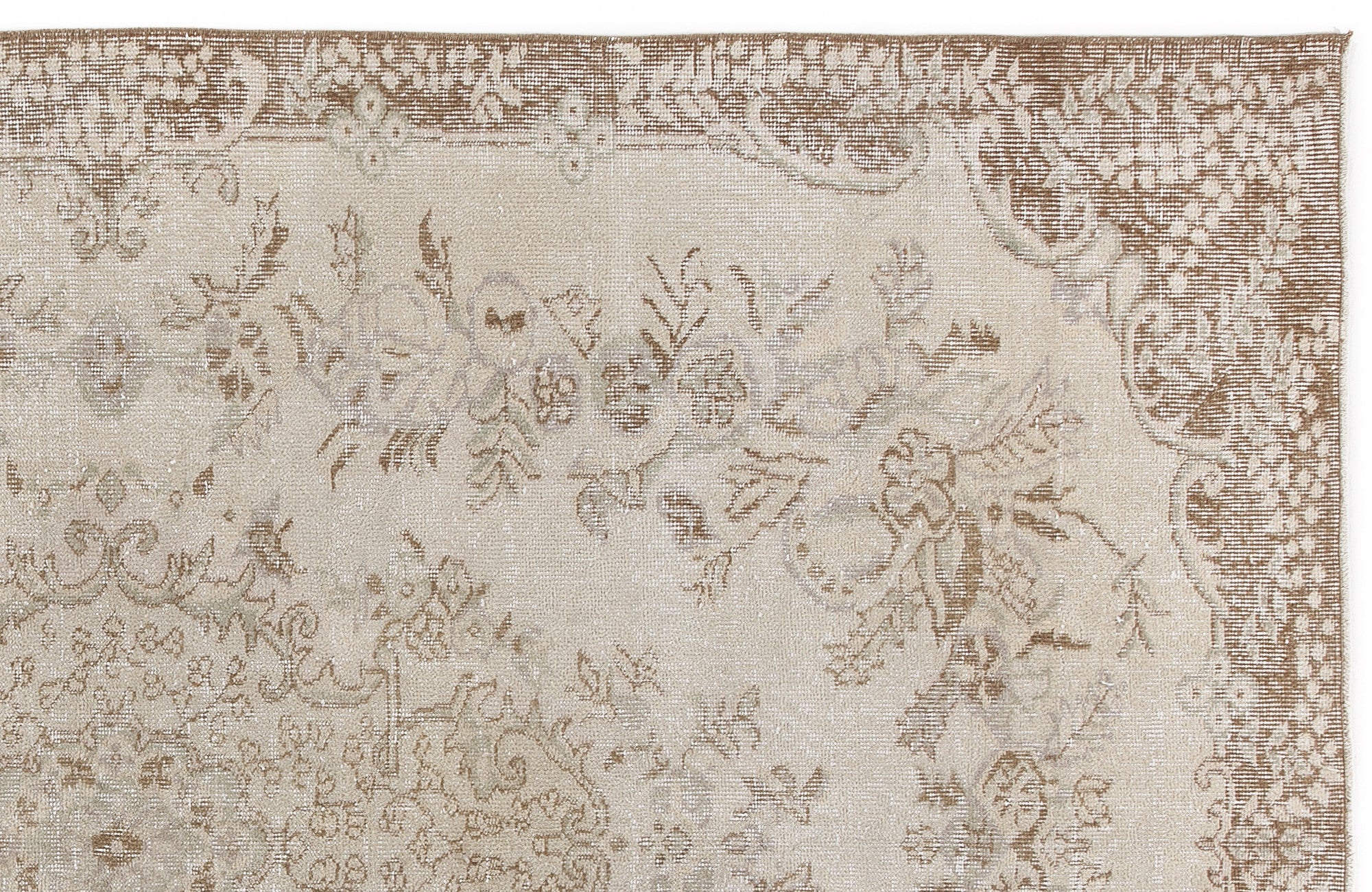 Beige Over Dyed Vintage Rug 5'5'' x 8'8'' ft 165 x 265 cm