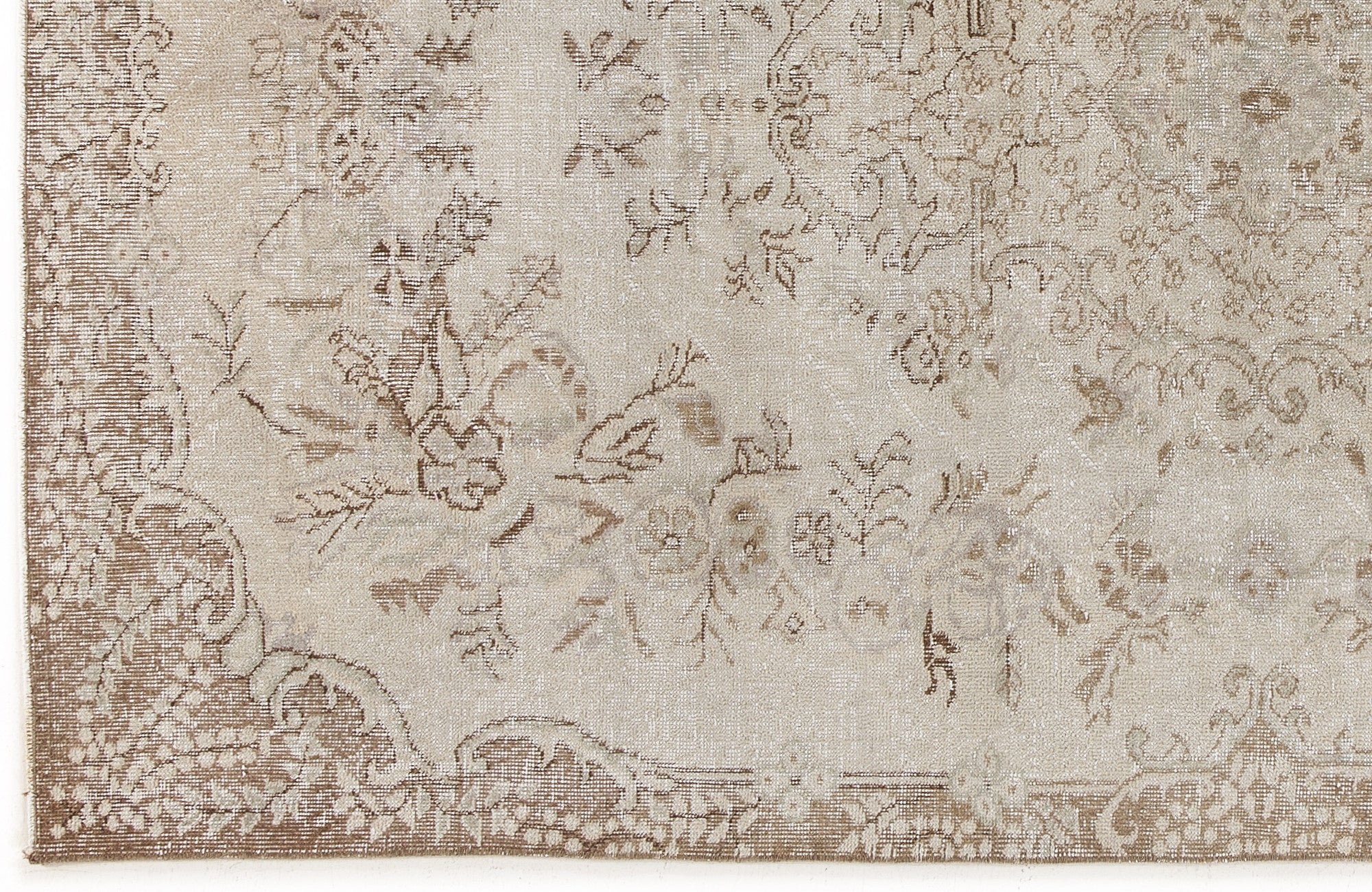 Beige Over Dyed Vintage Rug 5'5'' x 8'8'' ft 165 x 265 cm