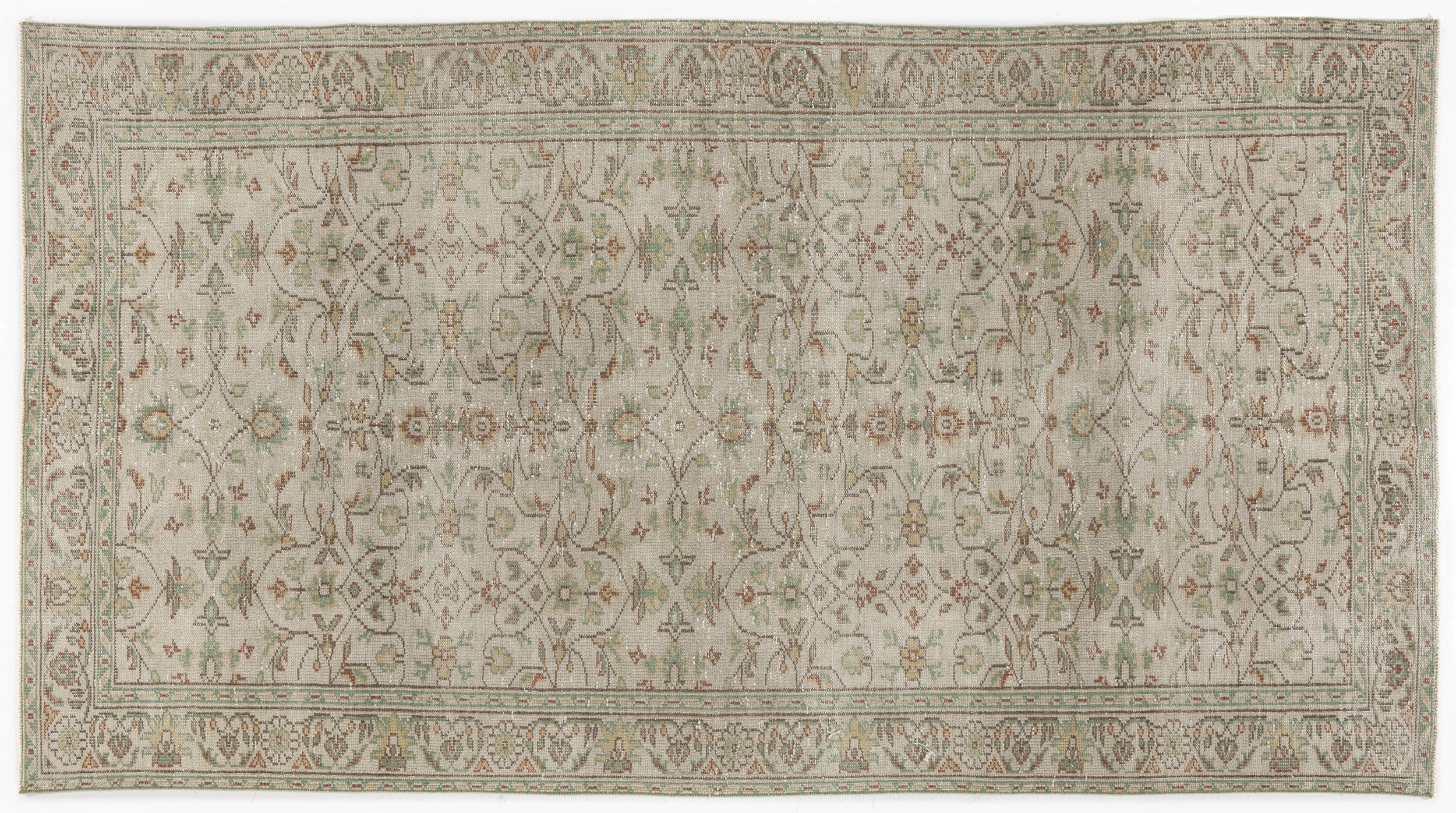 Beige Over Dyed Vintage Rug 5'1'' x 9'1'' ft 155 x 278 cm