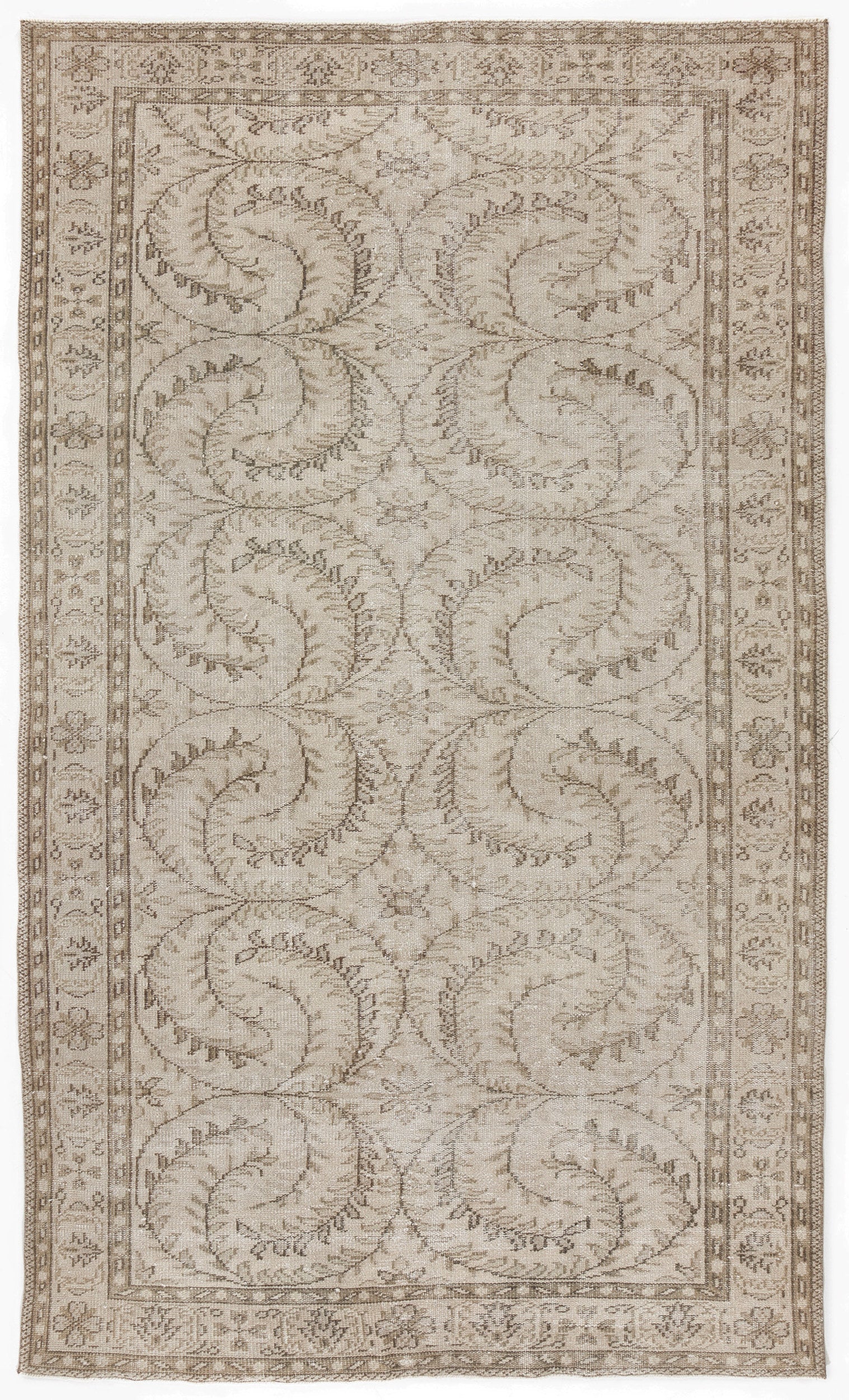 Beige Over Dyed Vintage Rug 5'4'' x 8'11'' ft 163 x 273 cm