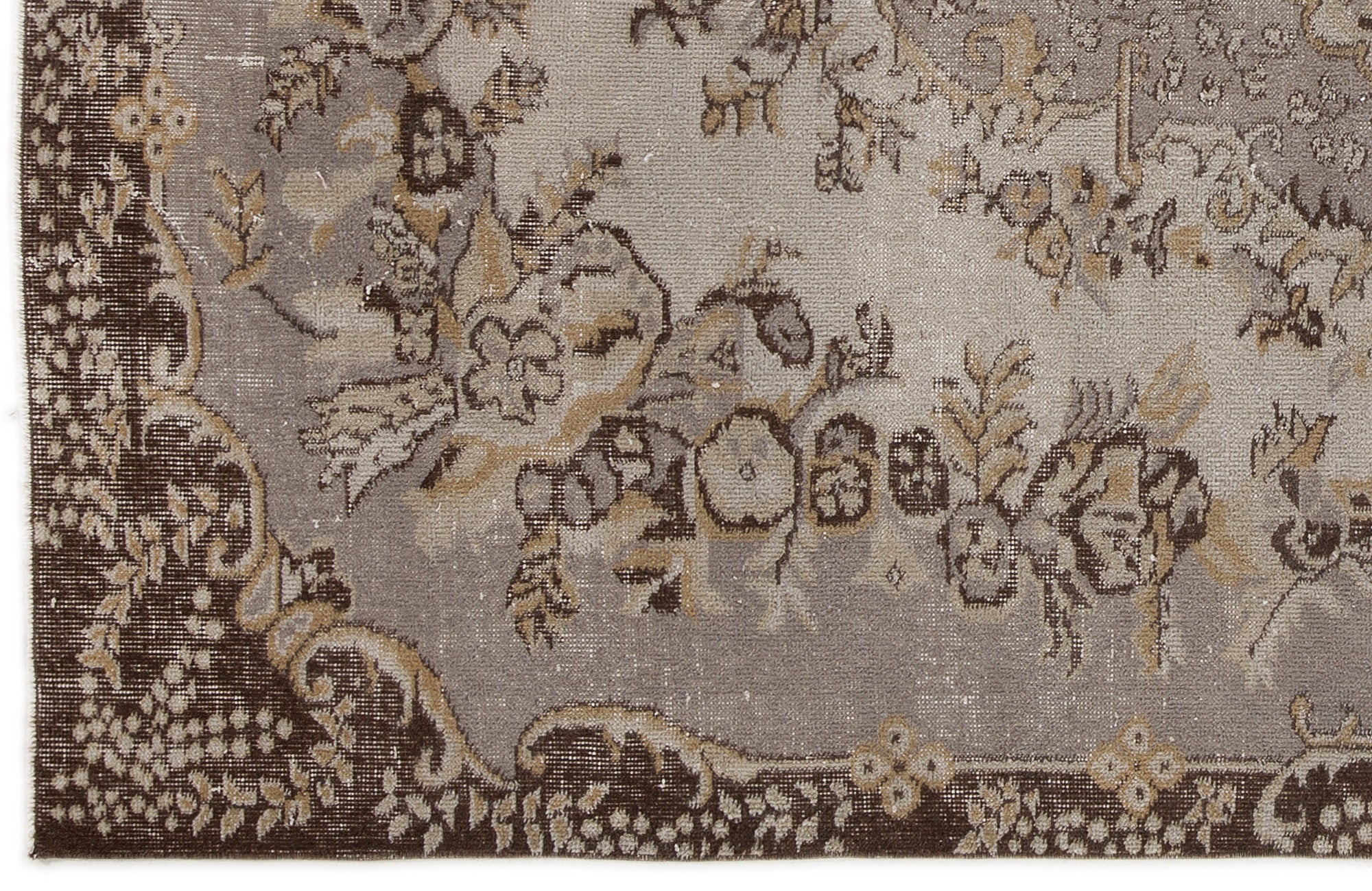Beige Over Dyed Vintage Rug 5'4'' x 8'6'' ft 162 x 260 cm