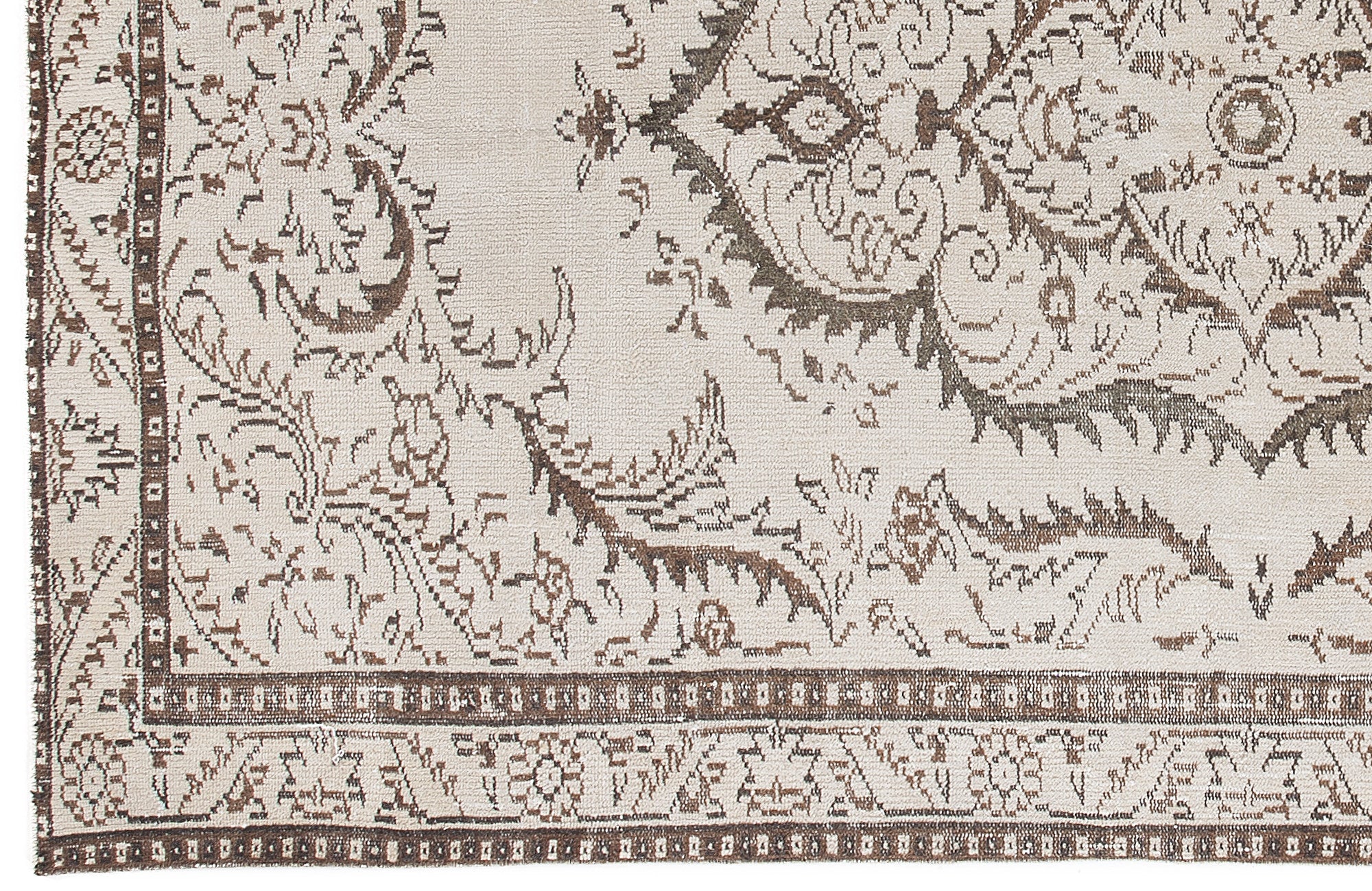 Beige Over Dyed Vintage Rug 5'7'' x 9'4'' ft 170 x 285 cm